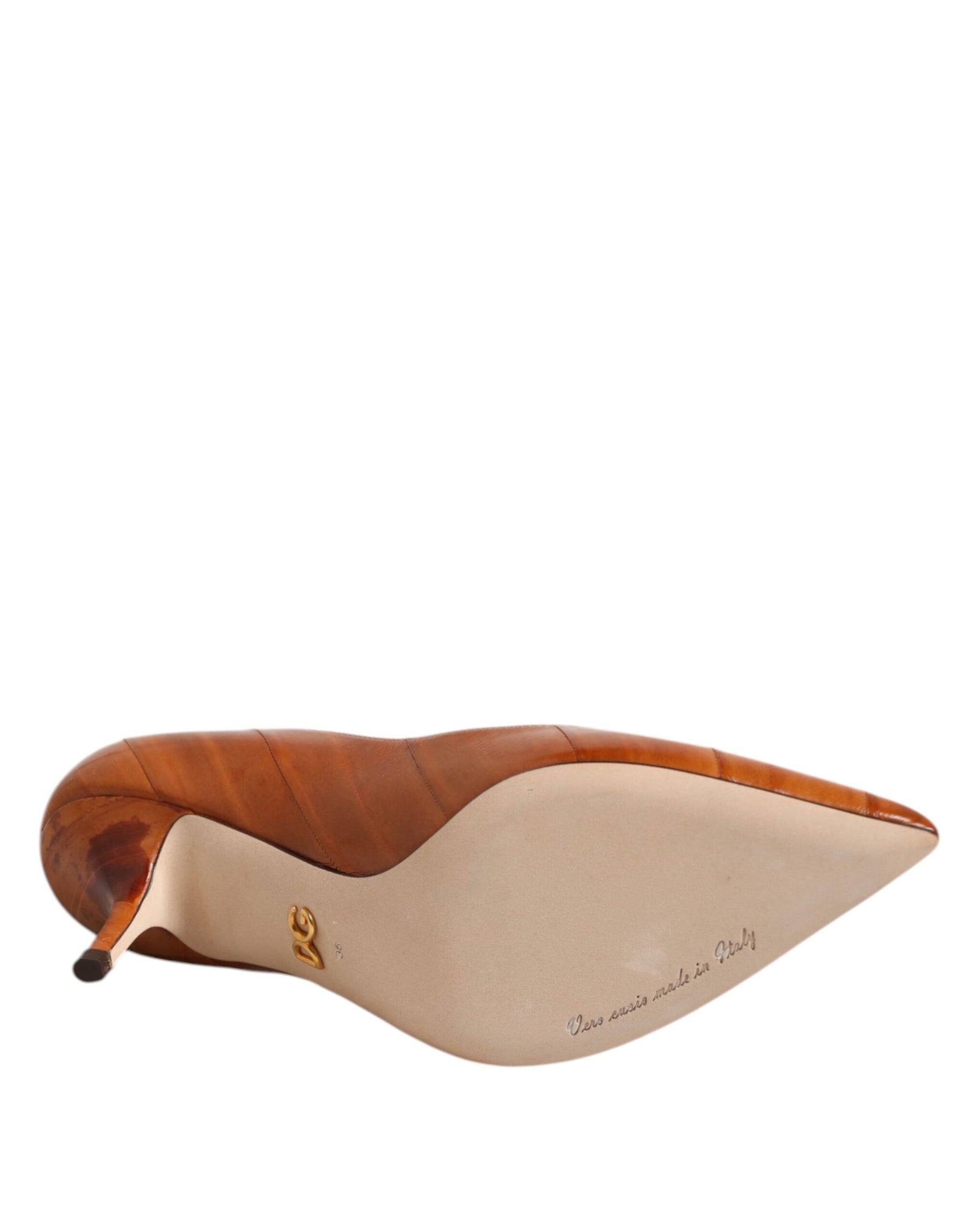 Dolce & Gabbana Brown Leather Stiletto Heel Pumps Shoes | Regal Royce