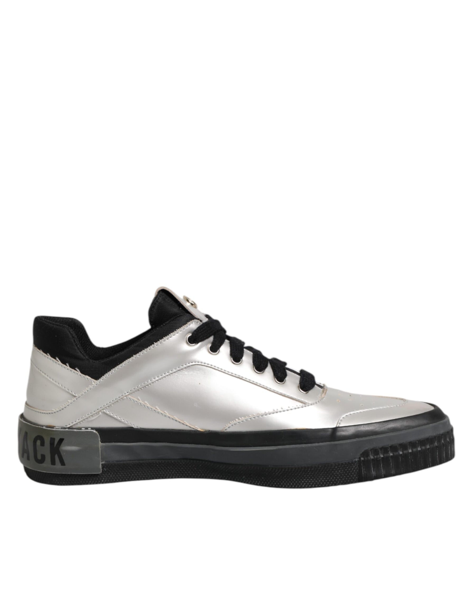HIDE & JACK Silver Leather Lace Up Low Top Sneakers Shoes | Regal Royce