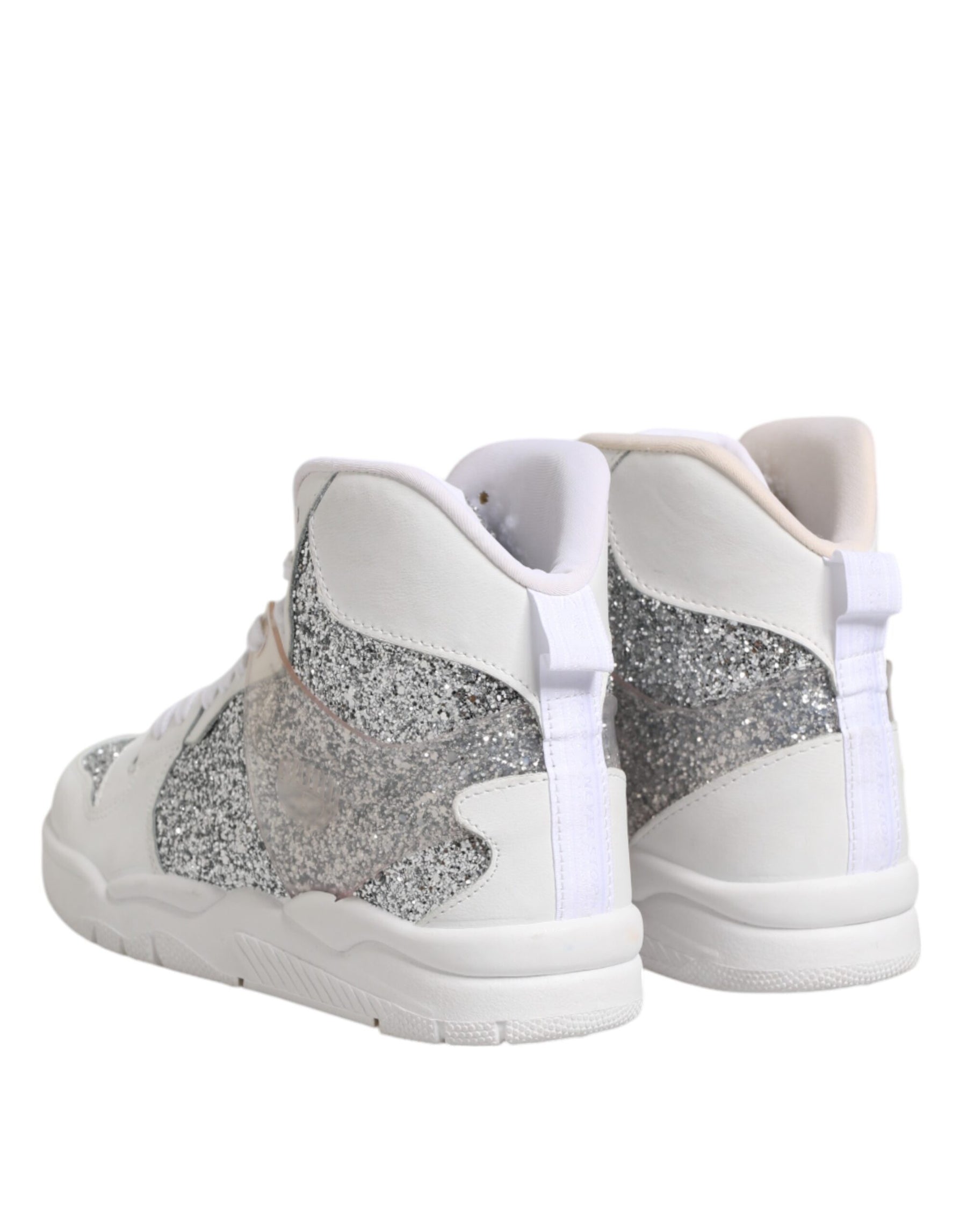 Chiara Ferragni White Silver High Top Women Sneakers Shoes | Regal Royce