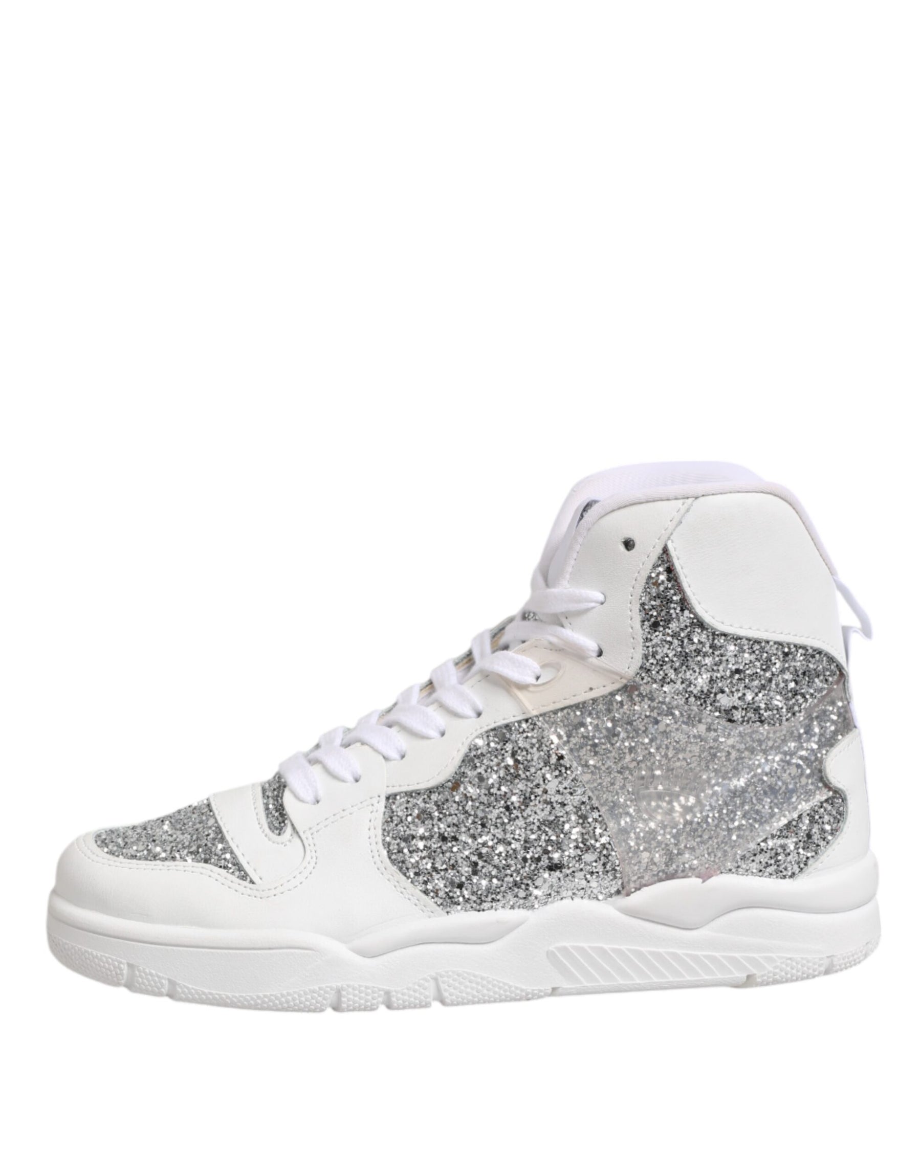 Chiara Ferragni White Silver High Top Women Sneakers Shoes | Regal Royce