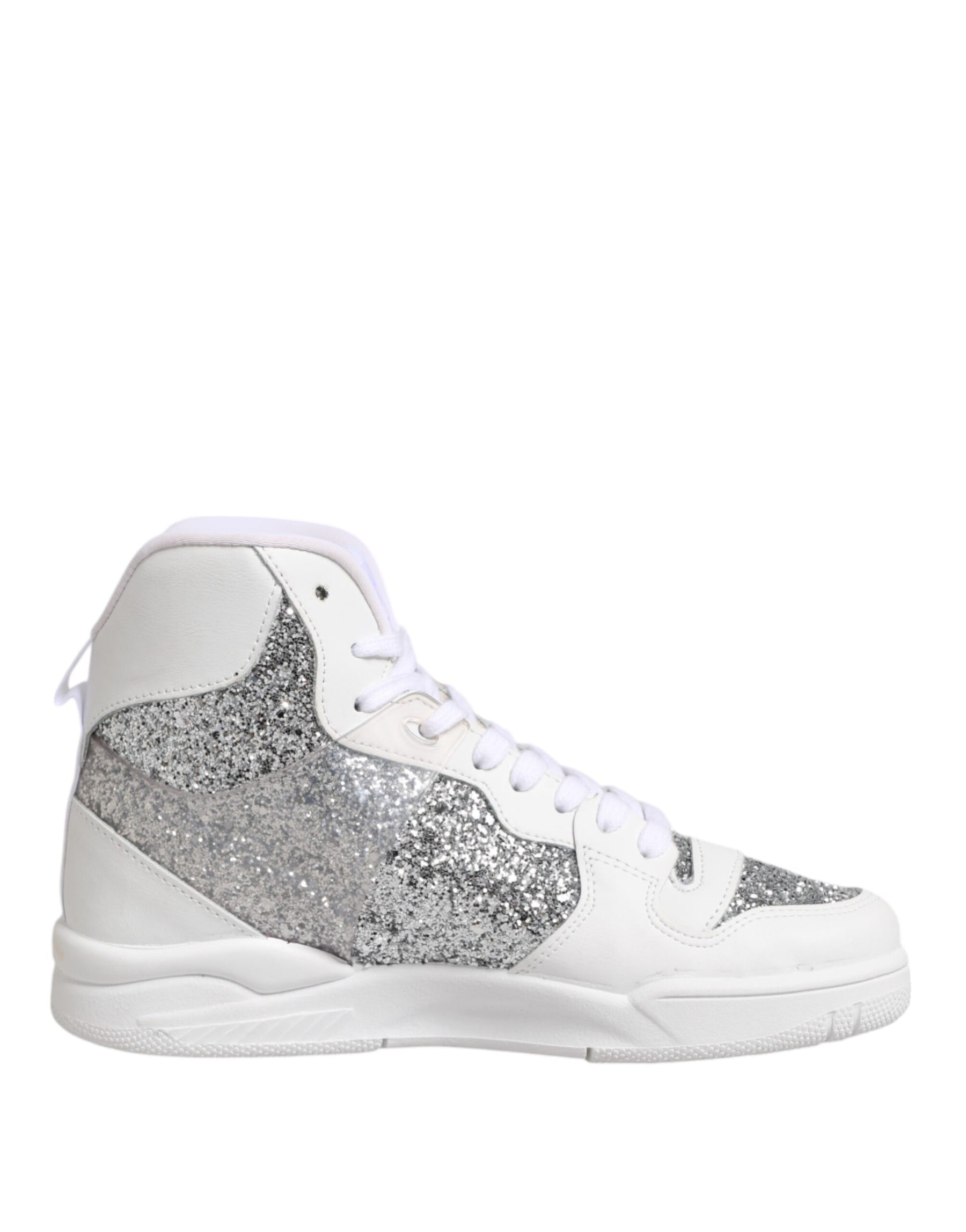 Chiara Ferragni White Silver High Top Women Sneakers Shoes | Regal Royce