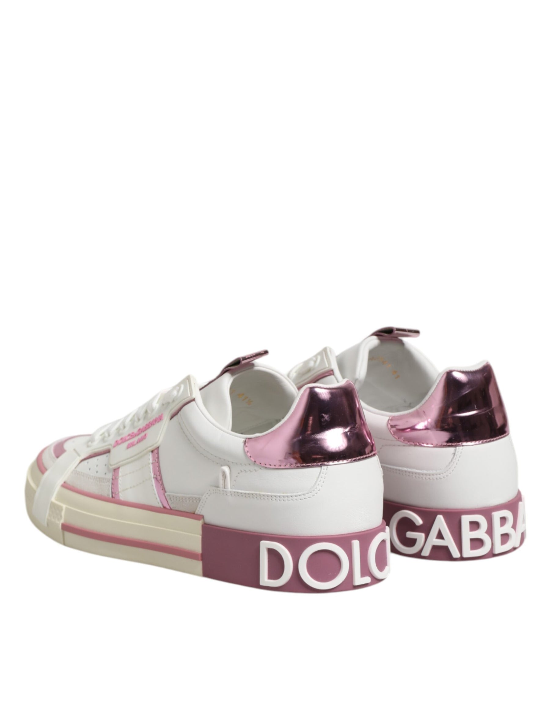 Dolce & Gabbana White Leather DG Logo Low Top Sneakers Shoes | Regal Royce