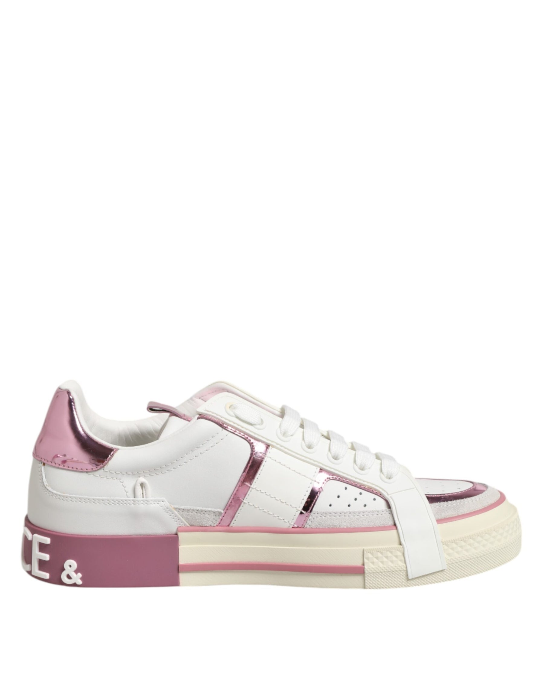 Dolce & Gabbana White Leather DG Logo Low Top Sneakers Shoes | Regal Royce