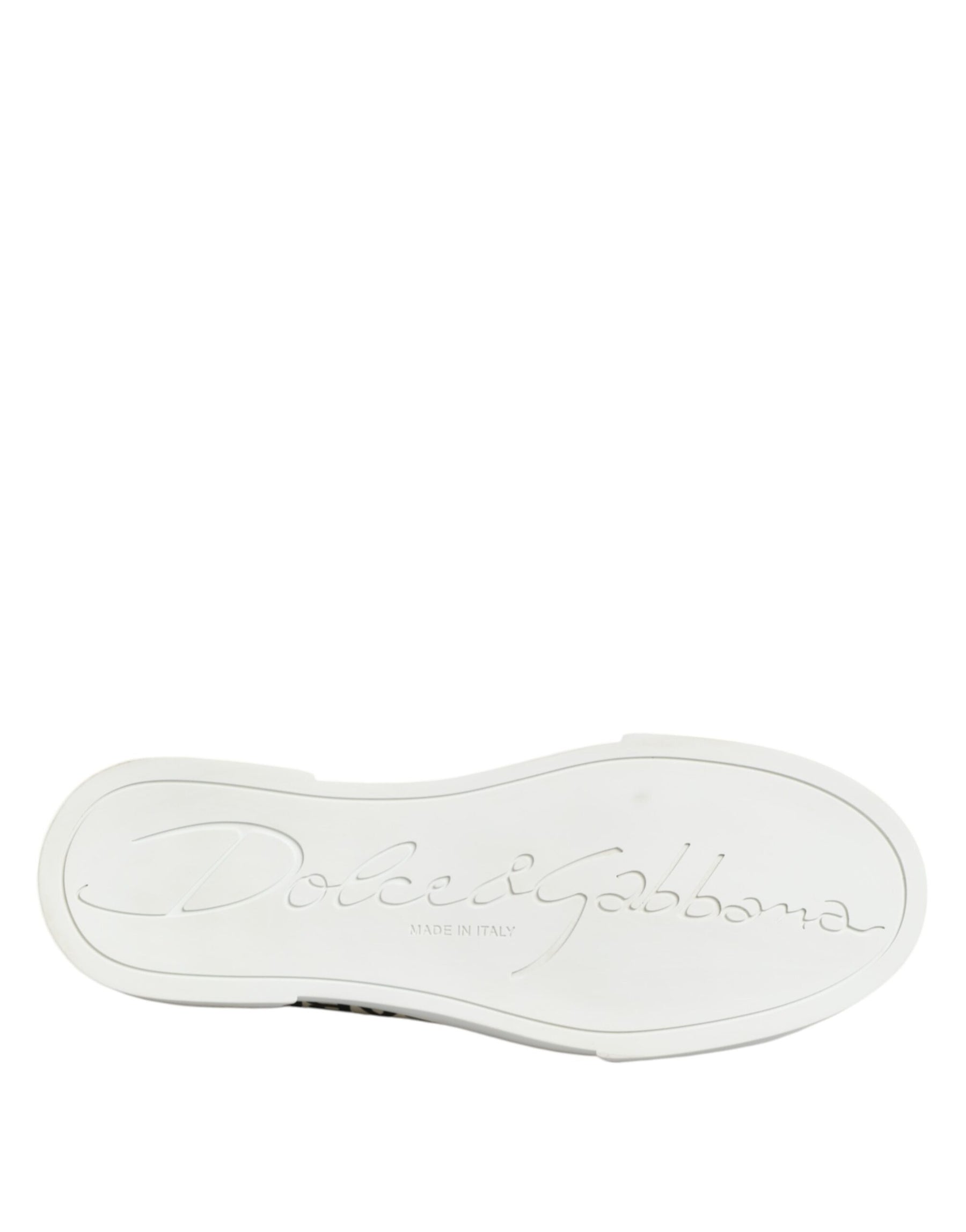 Dolce & Gabbana Black White Leather Low Top Sneakers Shoes | Regal Royce