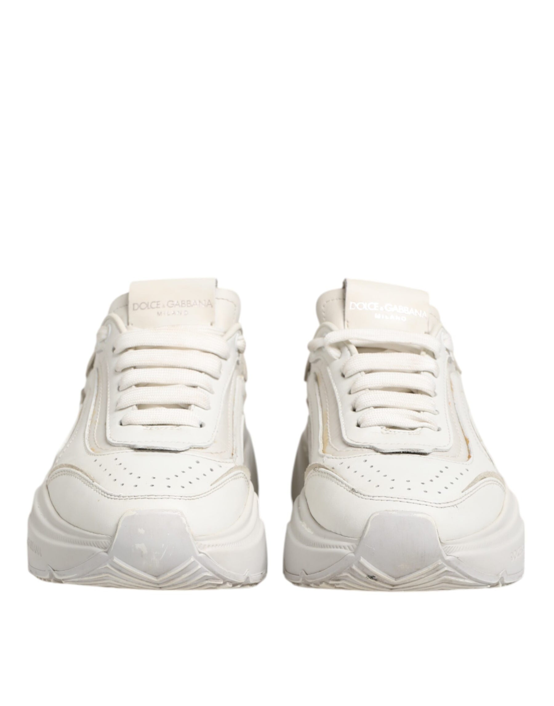 Dolce & Gabbana White DAYMASTER Calf Leather Sneakers Shoes | Regal Royce