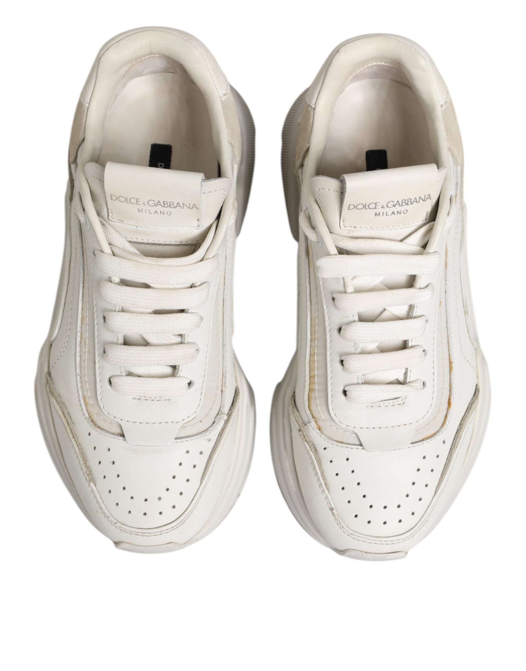 Dolce & Gabbana White DAYMASTER Calf Leather Sneakers Shoes | Regal Royce