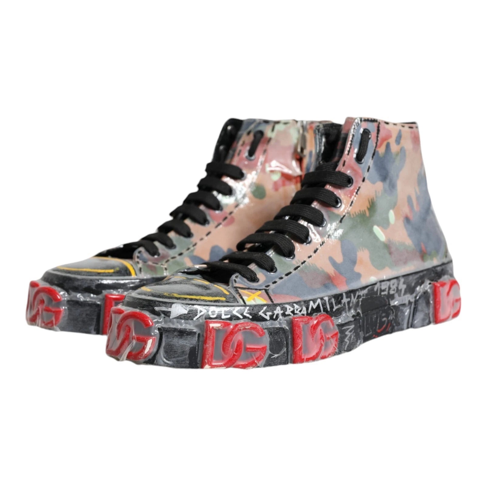 Dolce & Gabbana Multicolor Camouflage High Top Sneakers Shoes | Regal Royce
