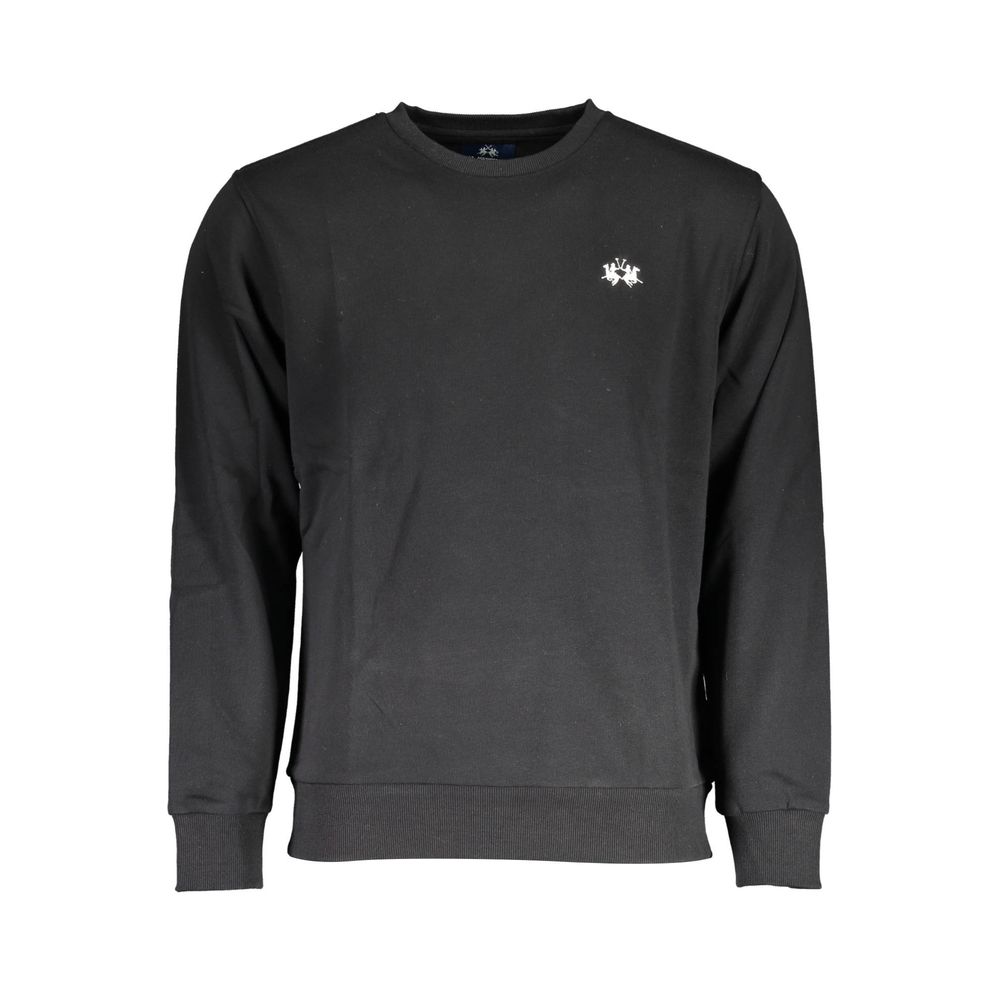 La Martina Black Cotton Men Sweater | Regal Royce