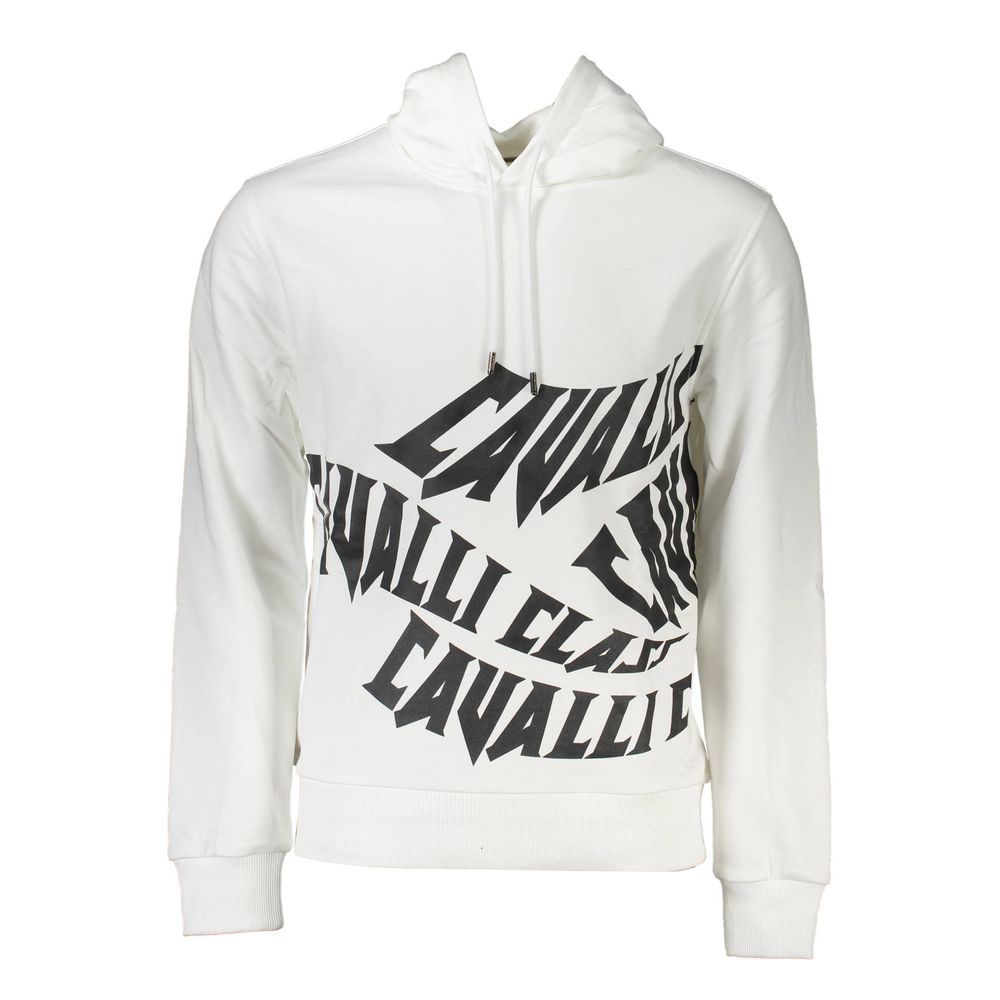 Cavalli Class White Cotton Men Sweatshirt | Regal Royce