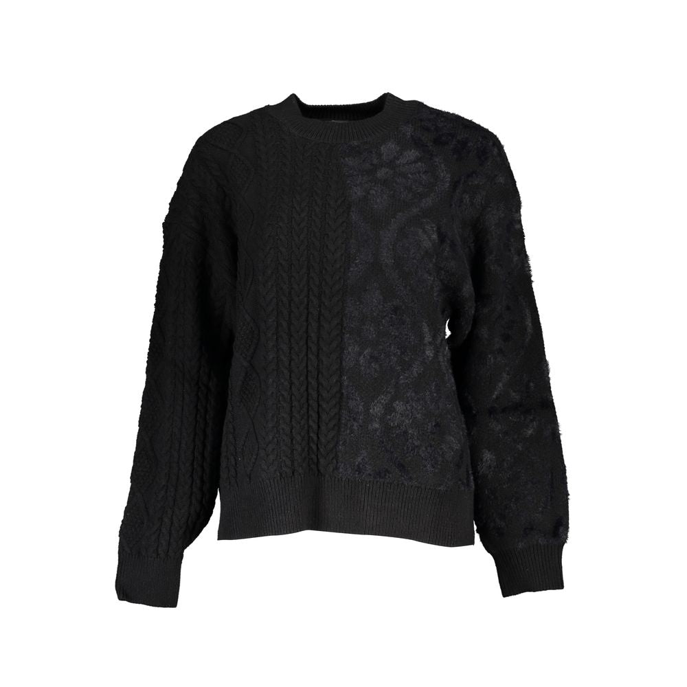Desigual Black Cotton Women Sweater with Turtleneck | Regal Royce