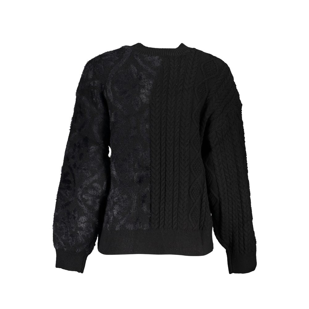 Desigual Black Cotton Women Sweater with Turtleneck | Regal Royce