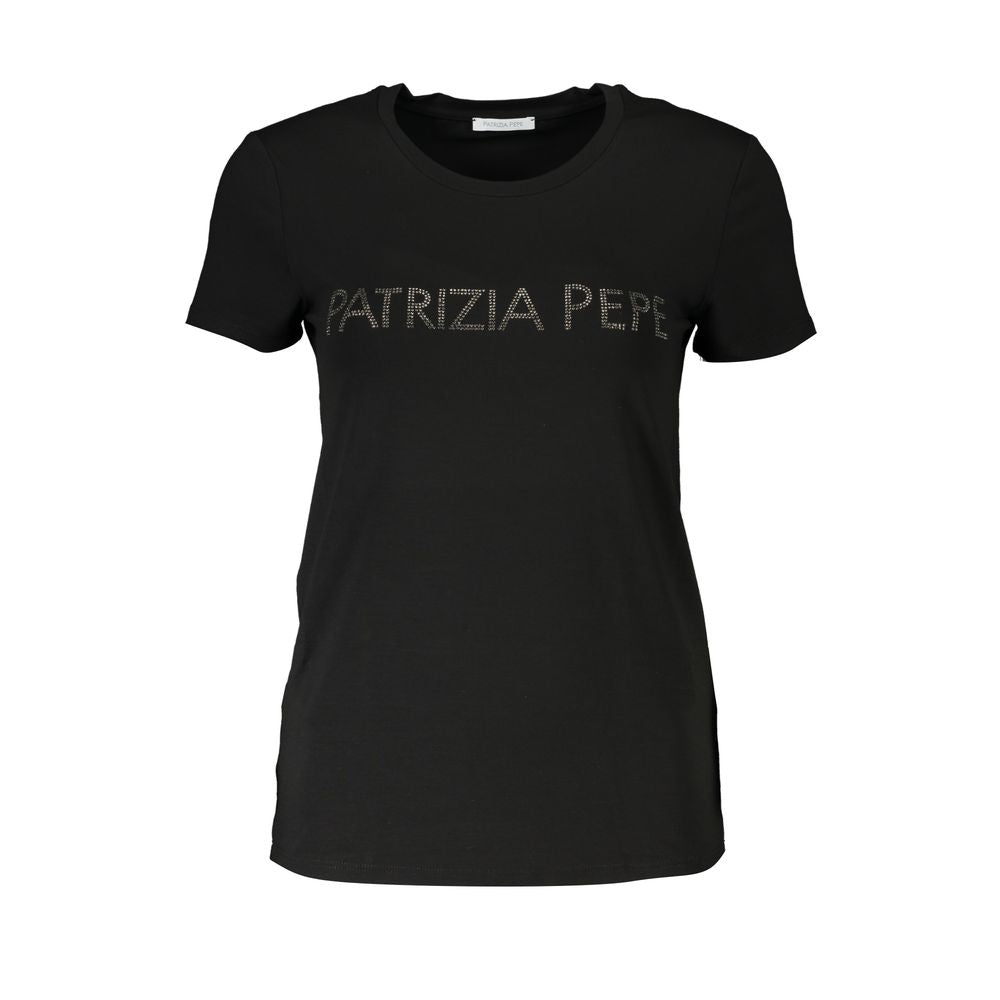 Patrizia Pepe Black Organic Cotton Women T-Shirt | Regal Royce