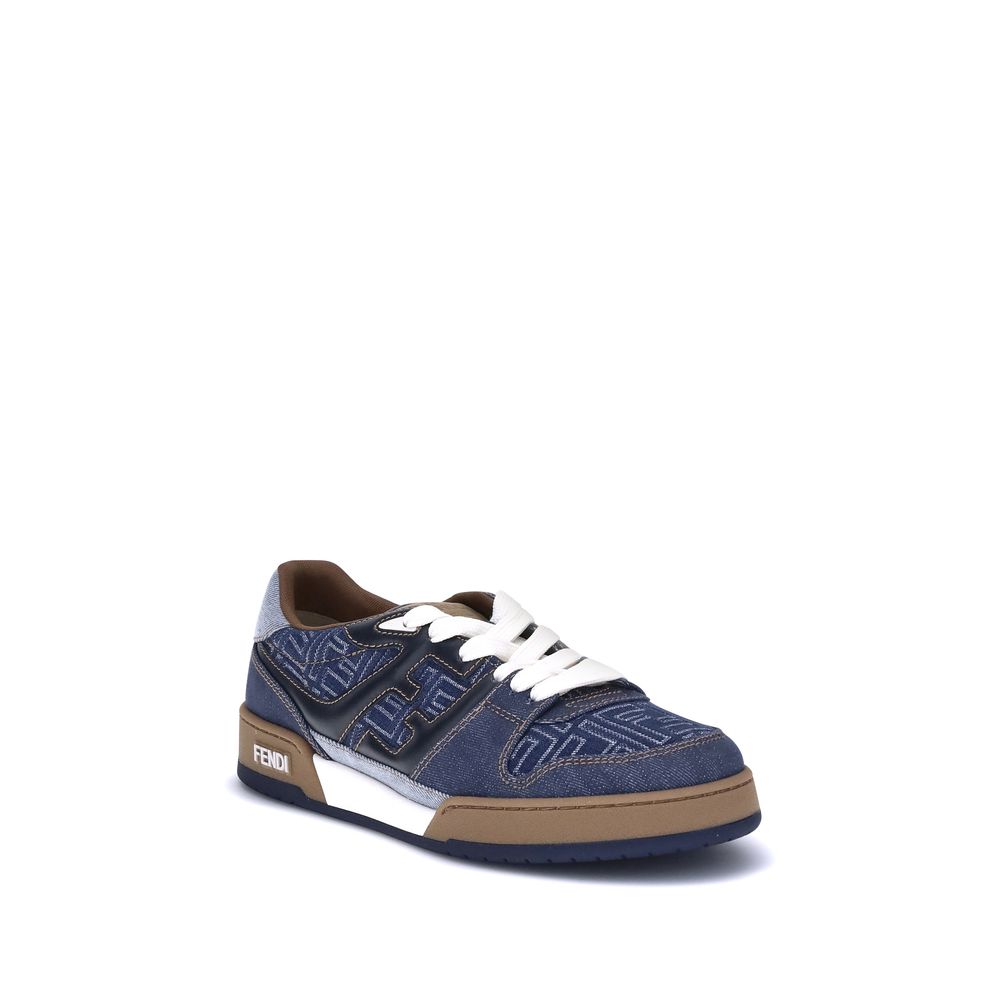 Fendi Blue Cotton Low Top Sneakers | Regal Royce
