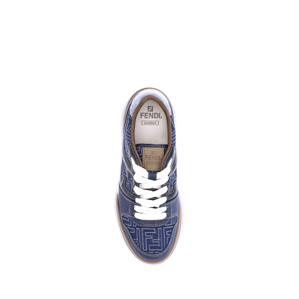 Fendi Blue Cotton Low Top Sneakers | Regal Royce