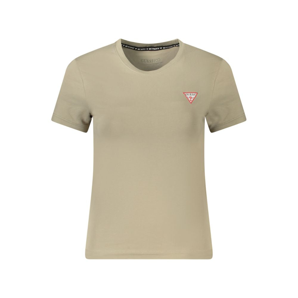Guess Jeans Beige Organic Cotton Women T-Shirt | Regal Royce