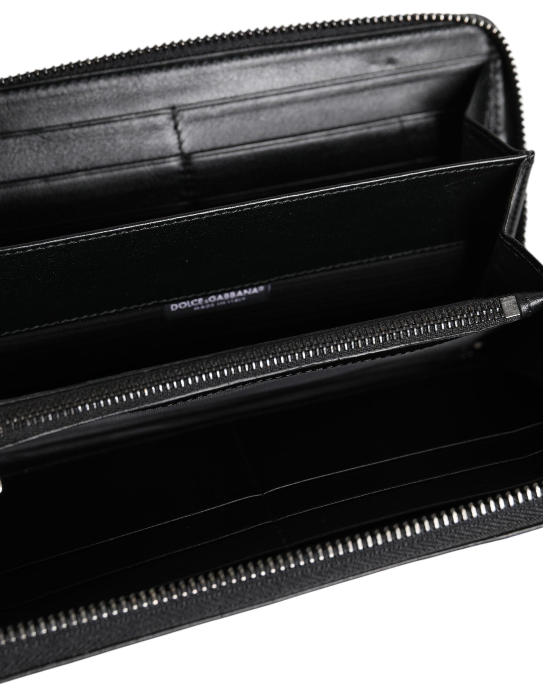 Dolce & Gabbana Black Leather Logo Plaque Zip Around Continental Wallet | Regal Royce