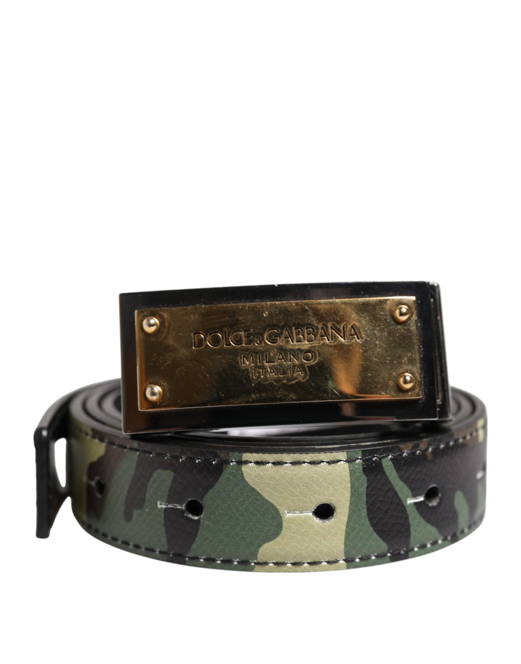 Dolce & Gabbana Multicolor Camouflage Metal Logo Buckle Belt | Regal Royce