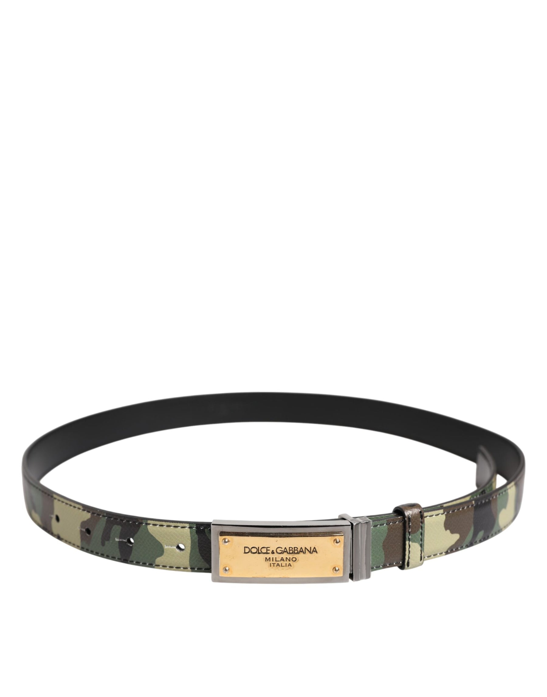 Dolce & Gabbana Multicolor Camouflage Metal Logo Buckle Belt | Regal Royce
