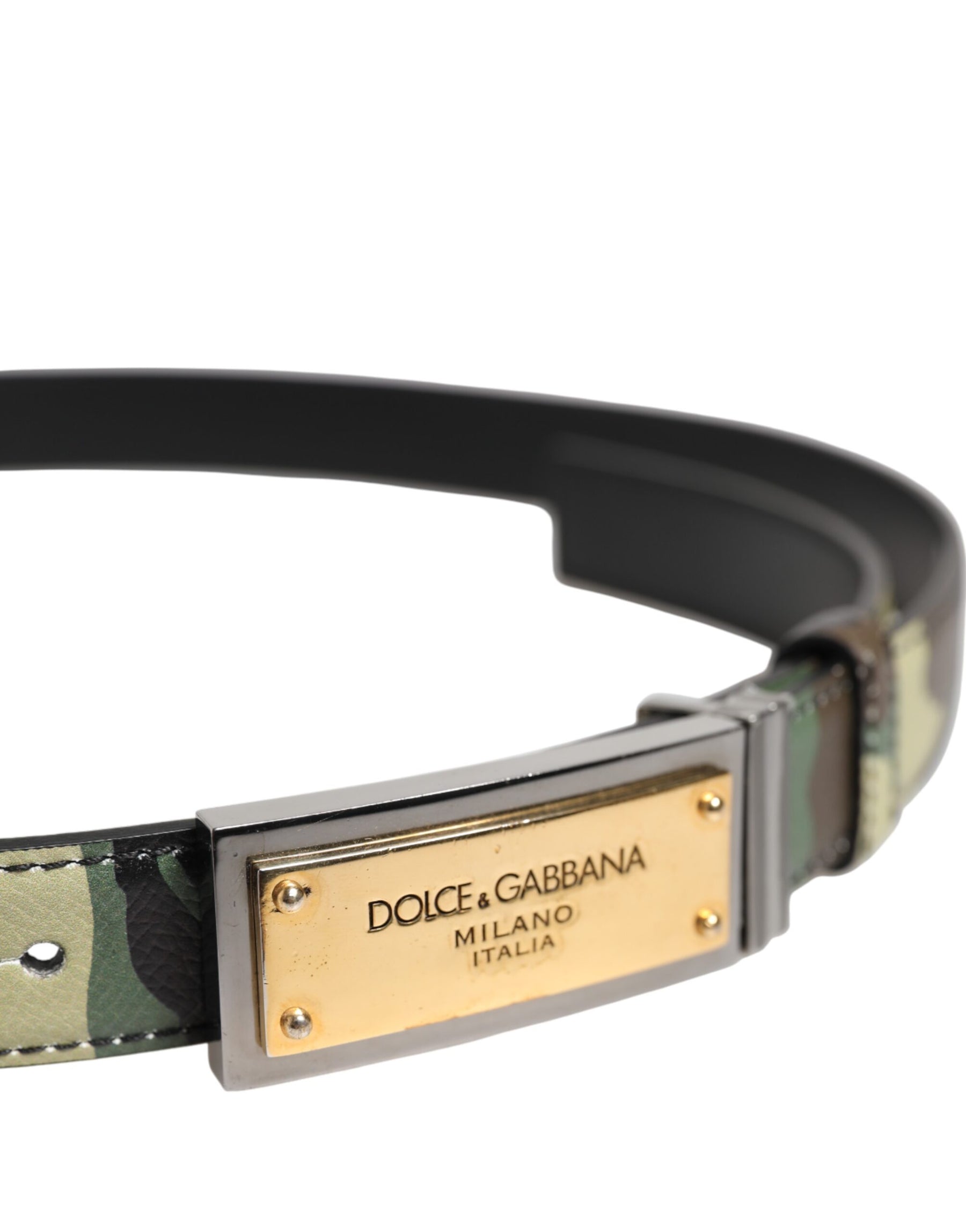 Dolce & Gabbana Multicolor Camouflage Metal Logo Buckle Belt | Regal Royce