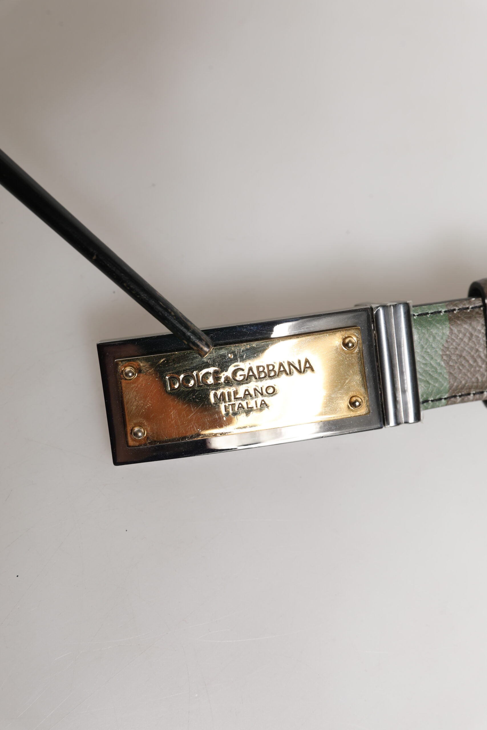 Dolce & Gabbana Multicolor Camouflage Metal Logo Buckle Belt | Regal Royce