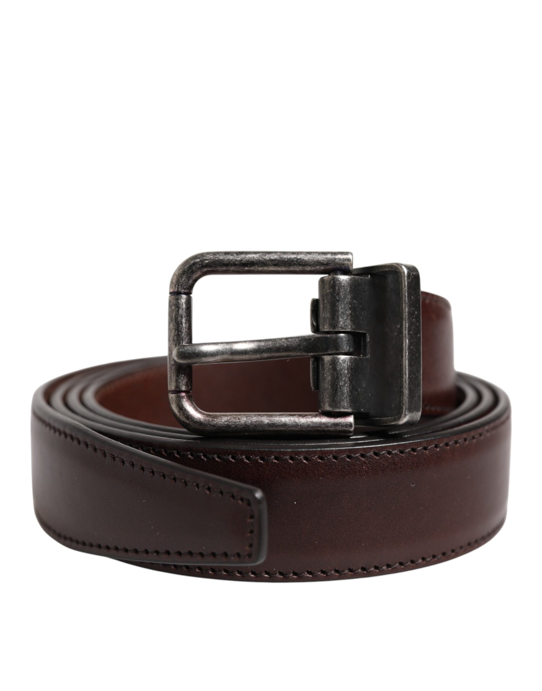 Dolce & Gabbana Brown Classic Silver Metal Logo Buckle Belt | Regal Royce