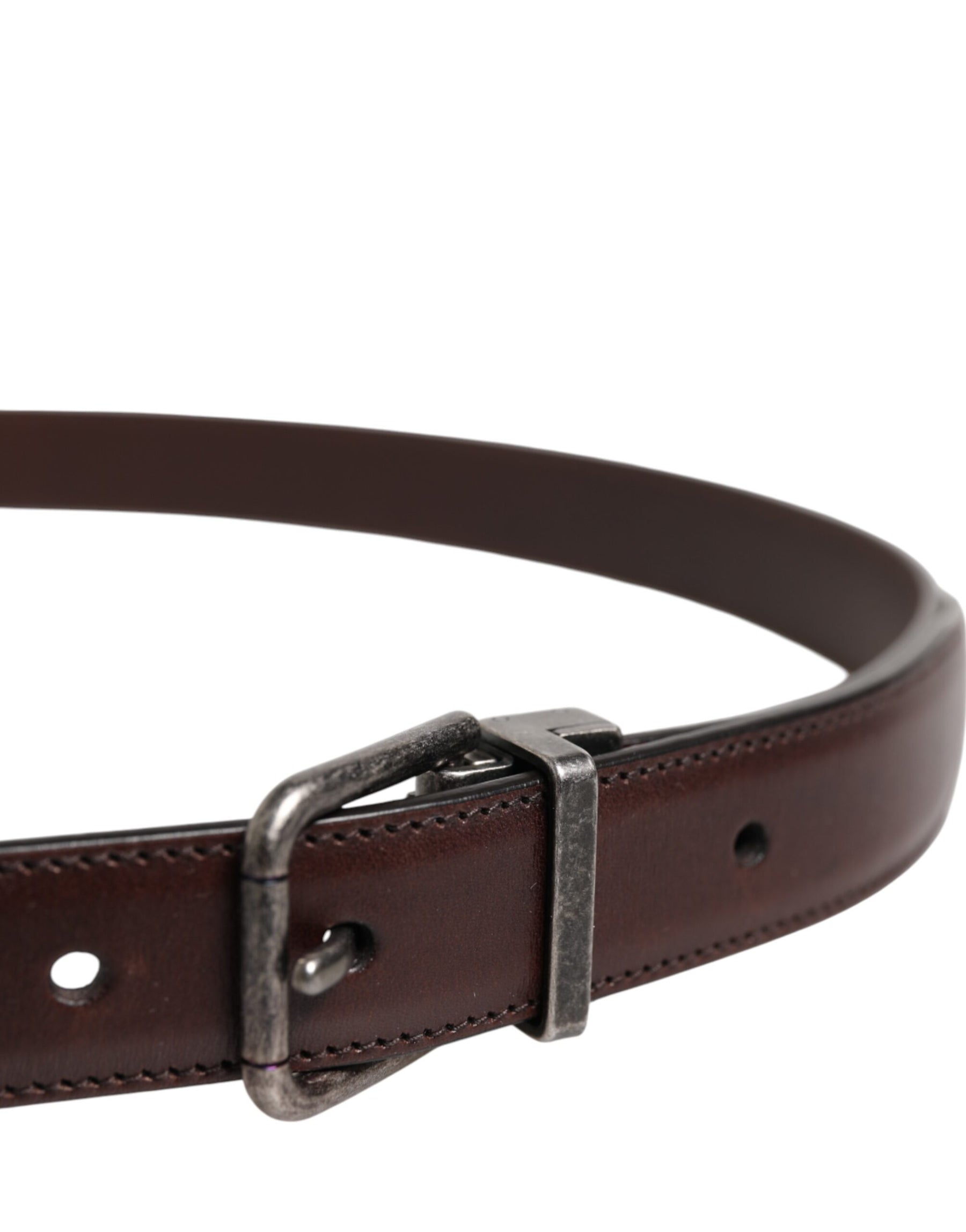 Dolce & Gabbana Brown Classic Silver Metal Logo Buckle Belt | Regal Royce