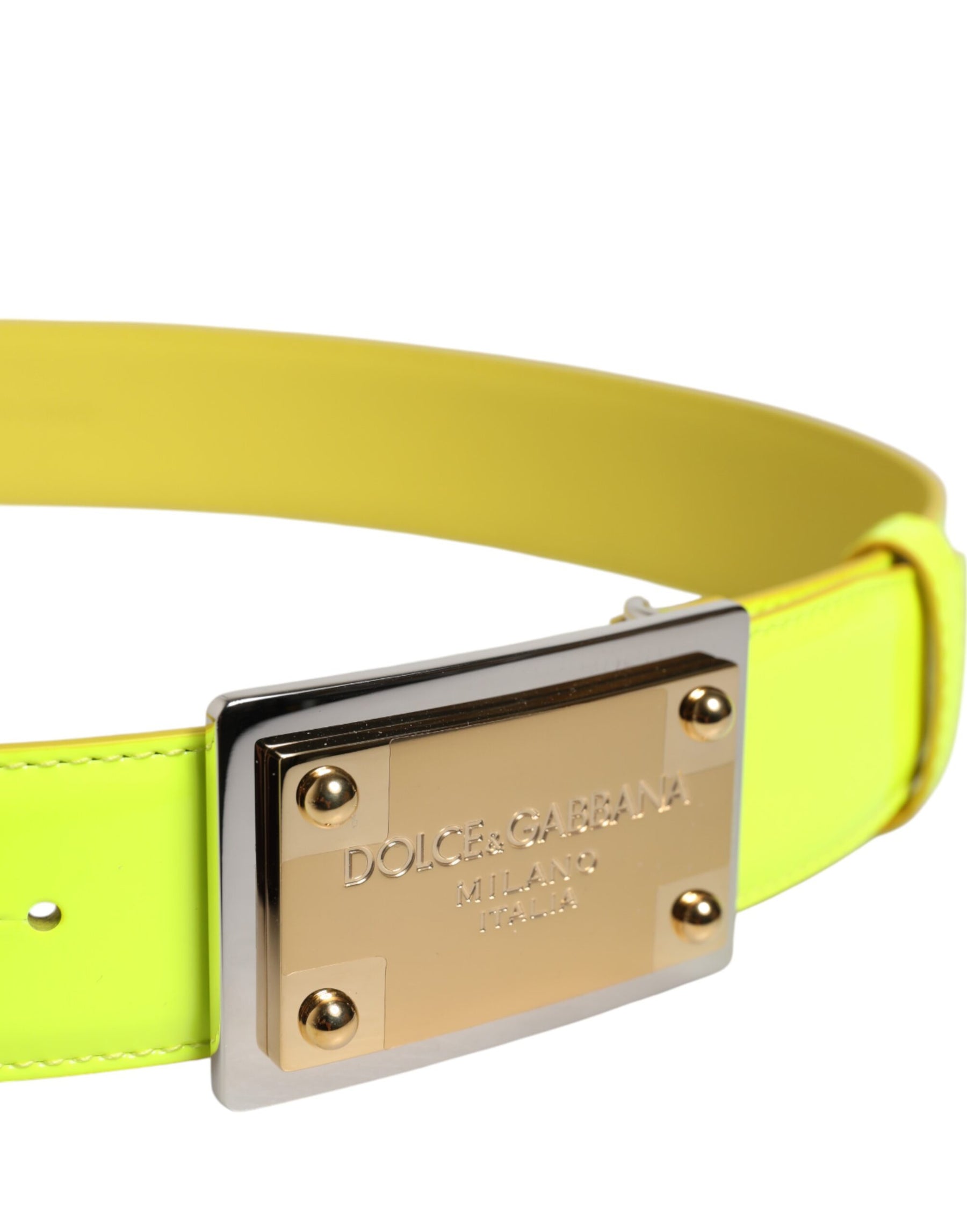 Dolce & Gabbana Yellow Green Classic Metal Logo Buckle Belt | Regal Royce