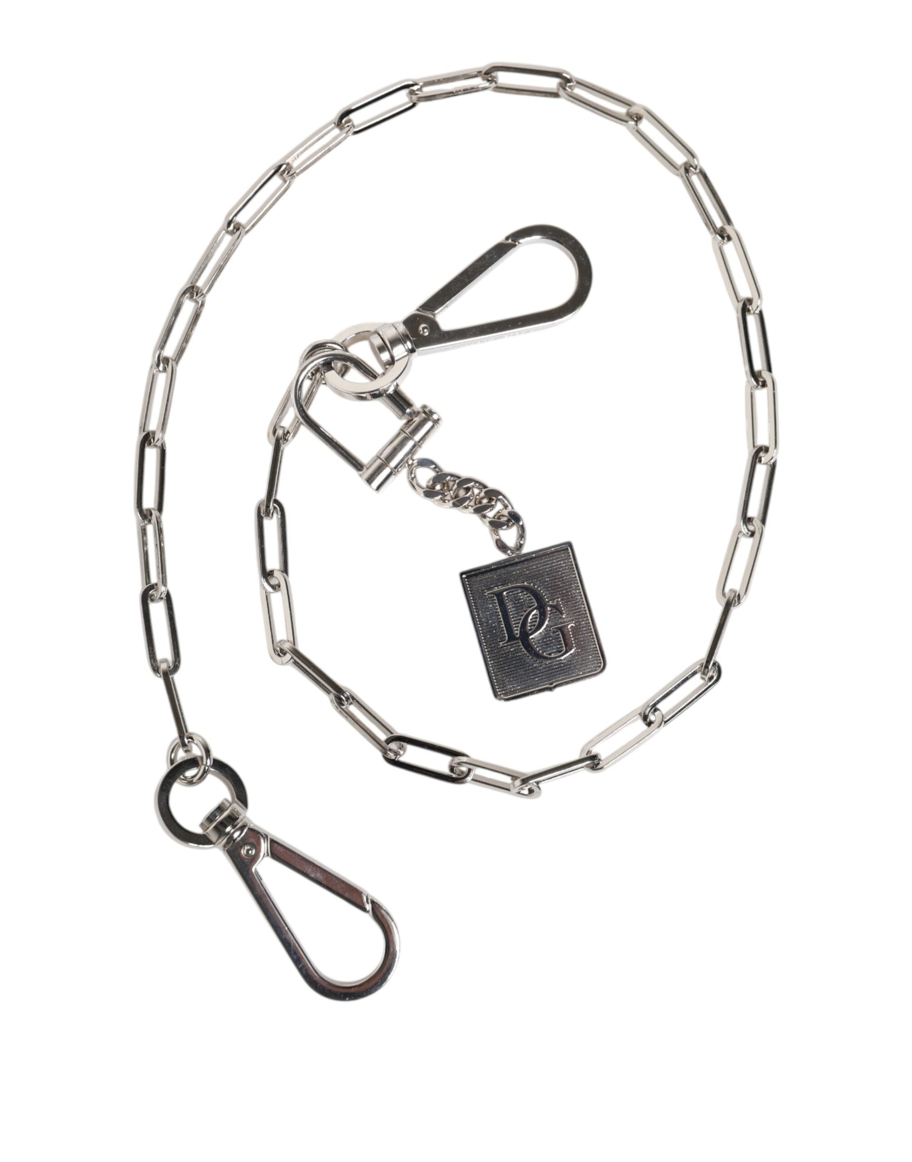 Dolce & Gabbana Silver Tone Metal Chain DG Charm Belt Keychain | Regal Royce