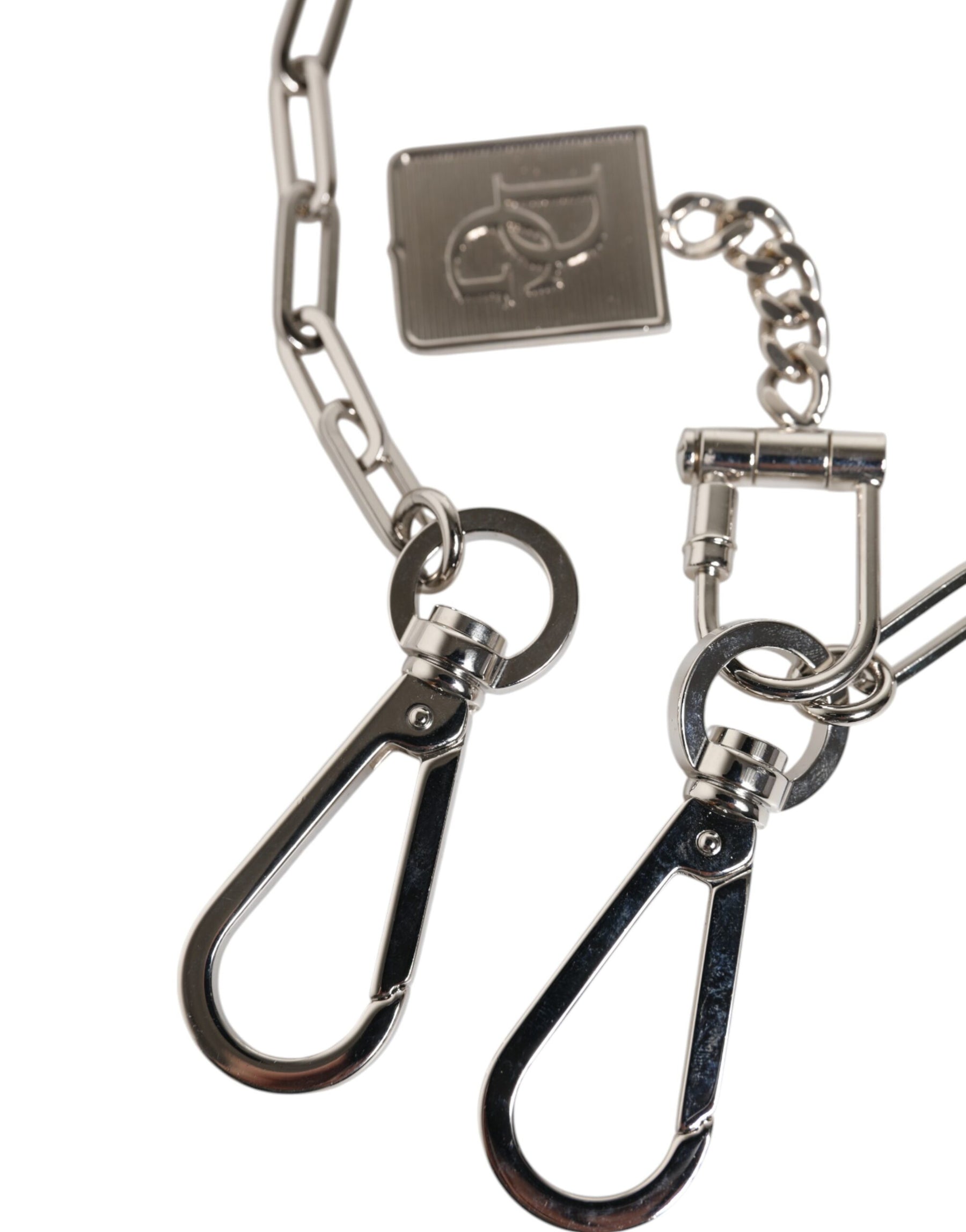 Dolce & Gabbana Silver Tone Metal Chain DG Charm Belt Keychain | Regal Royce