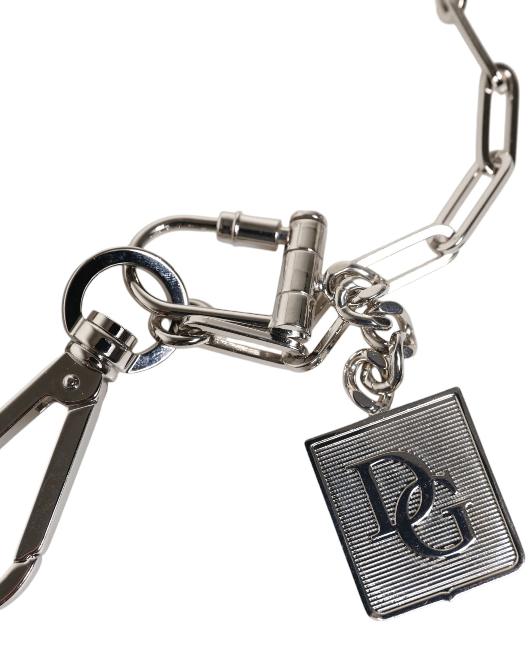Dolce & Gabbana Silver Tone Metal Chain DG Charm Belt Keychain | Regal Royce