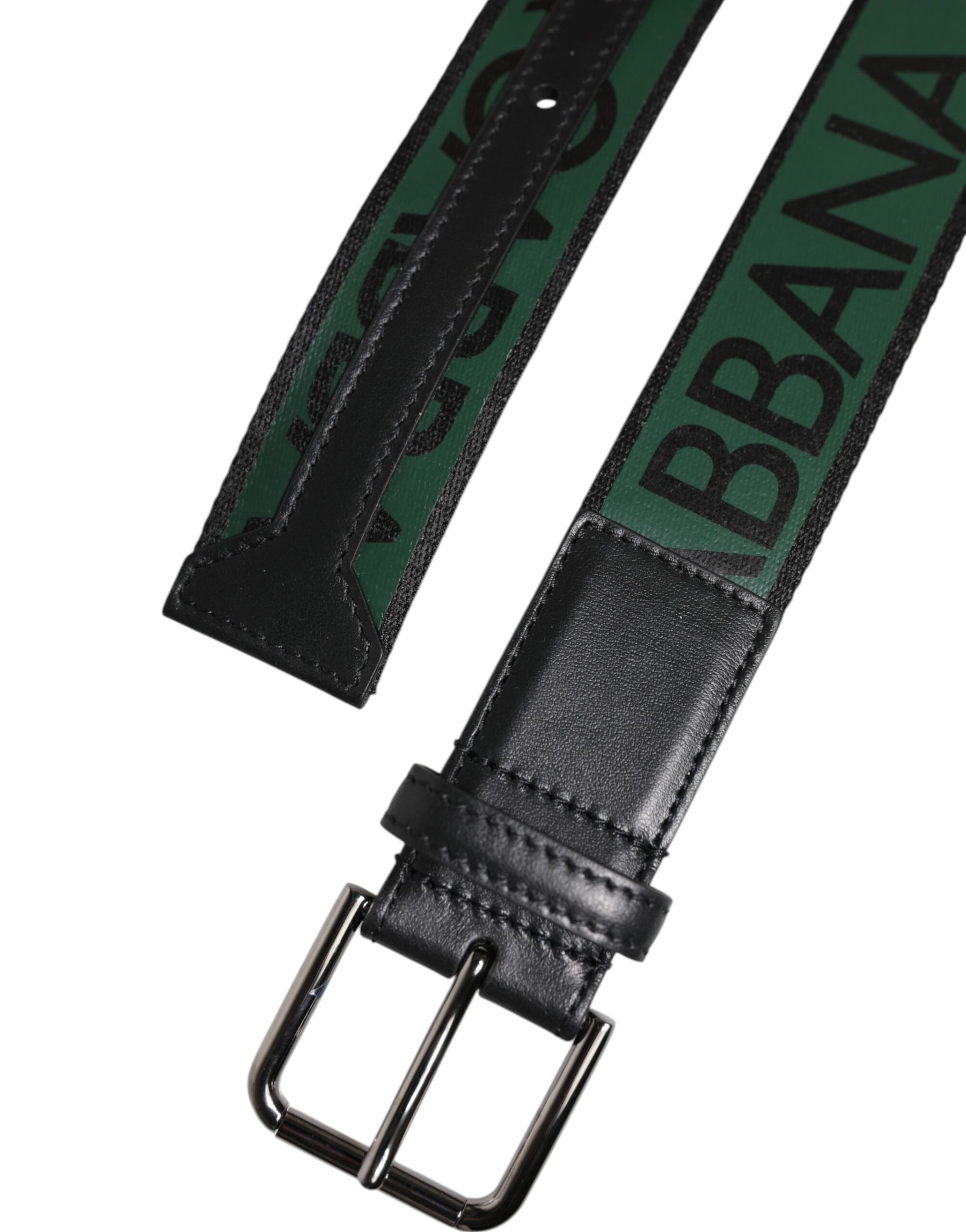 Dolce & Gabbana Green Black Polyester DG Logo Buckle Belt | Regal Royce