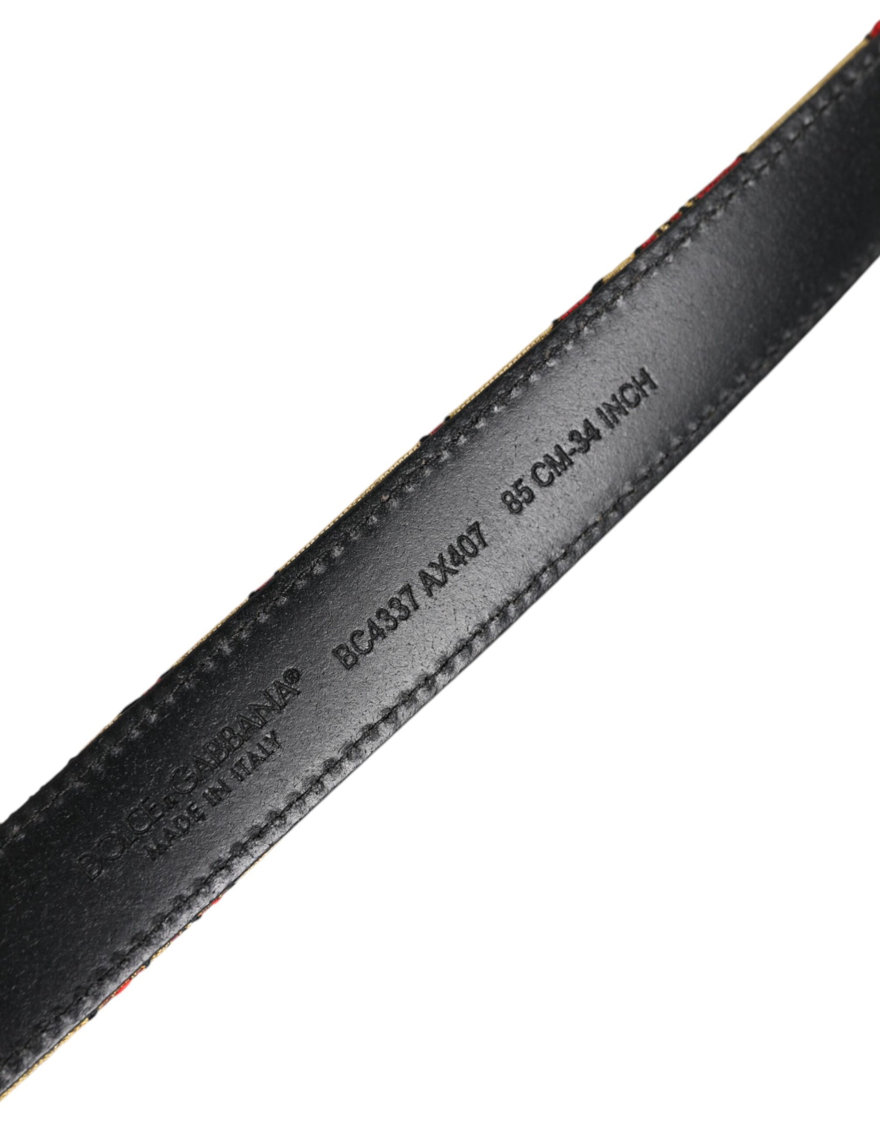 Dolce & Gabbana Gold Floral Jacquard Silver Metal Buckle Belt | Regal Royce