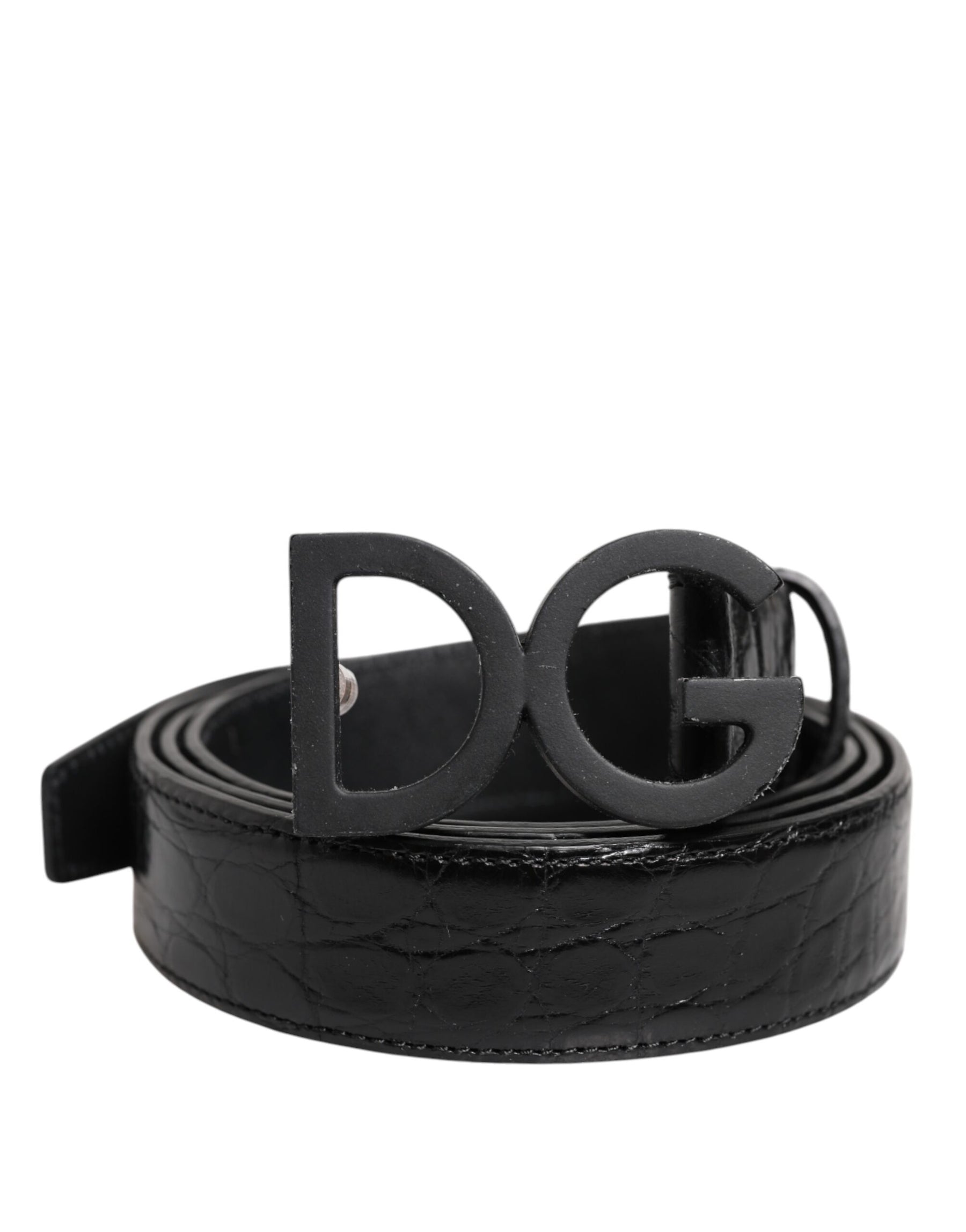 Dolce & Gabbana Black Leather Classic Metal DG Buckle Belt | Regal Royce