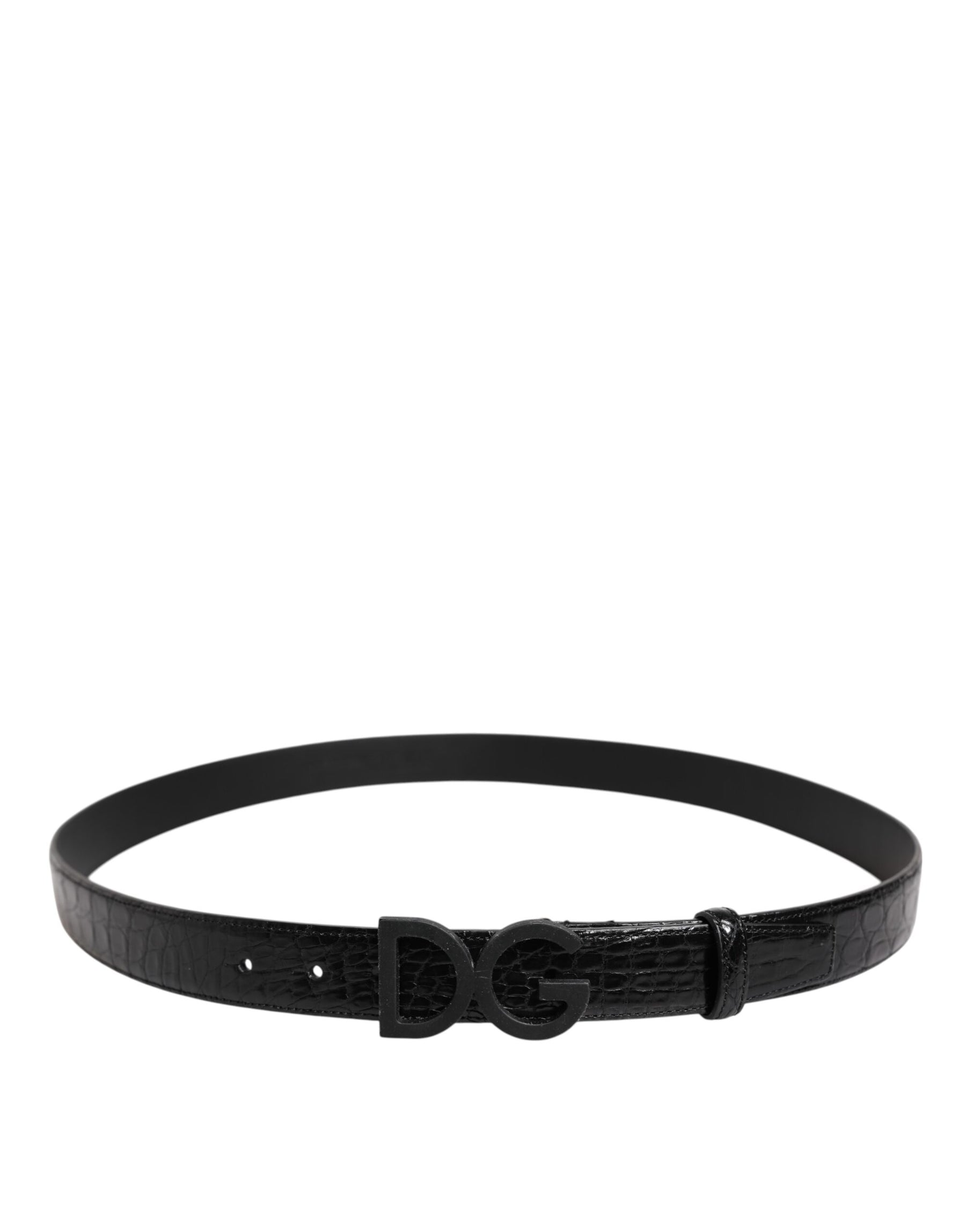 Dolce & Gabbana Black Leather Classic Metal DG Buckle Belt | Regal Royce