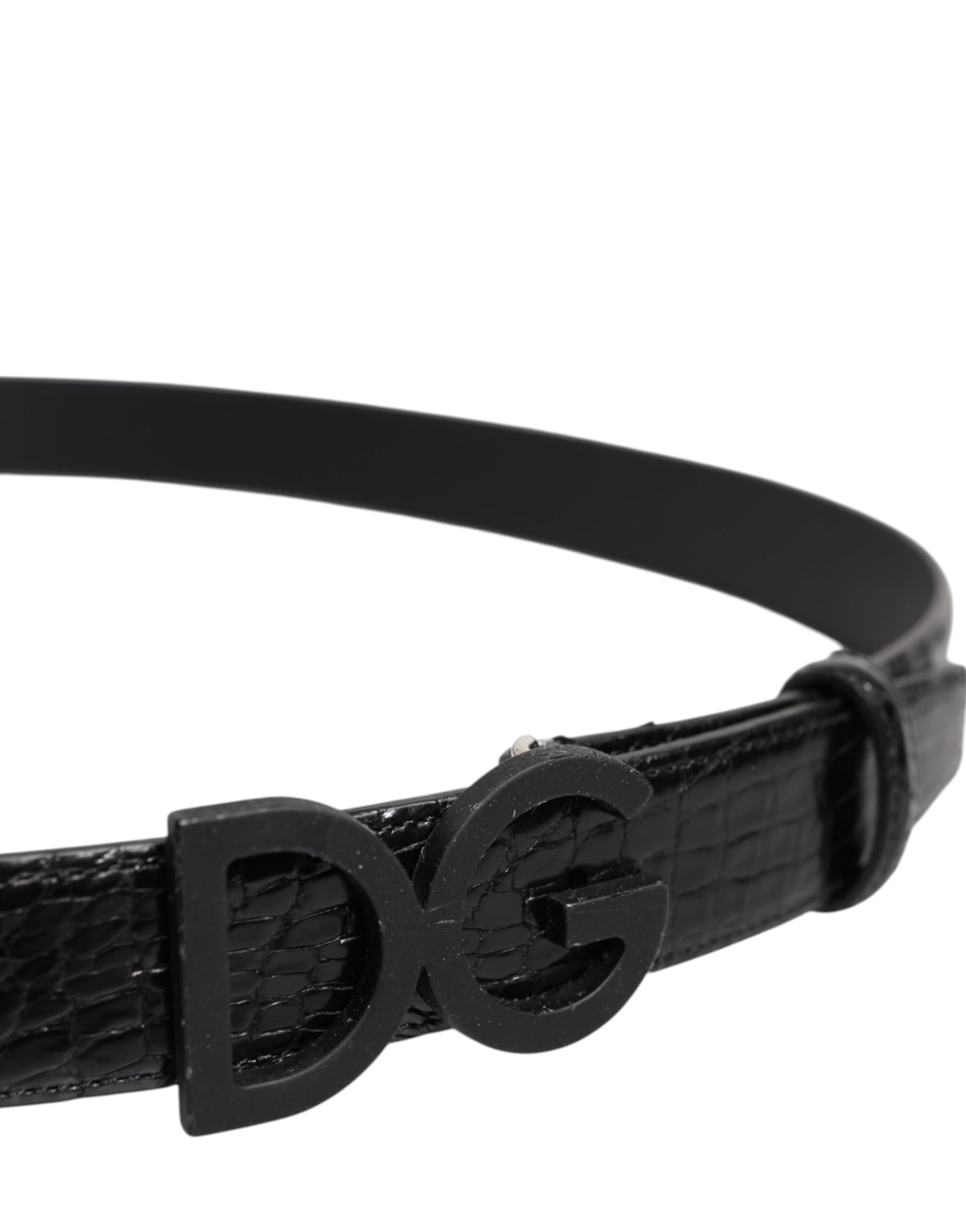 Dolce & Gabbana Black Leather Classic Metal DG Buckle Belt | Regal Royce