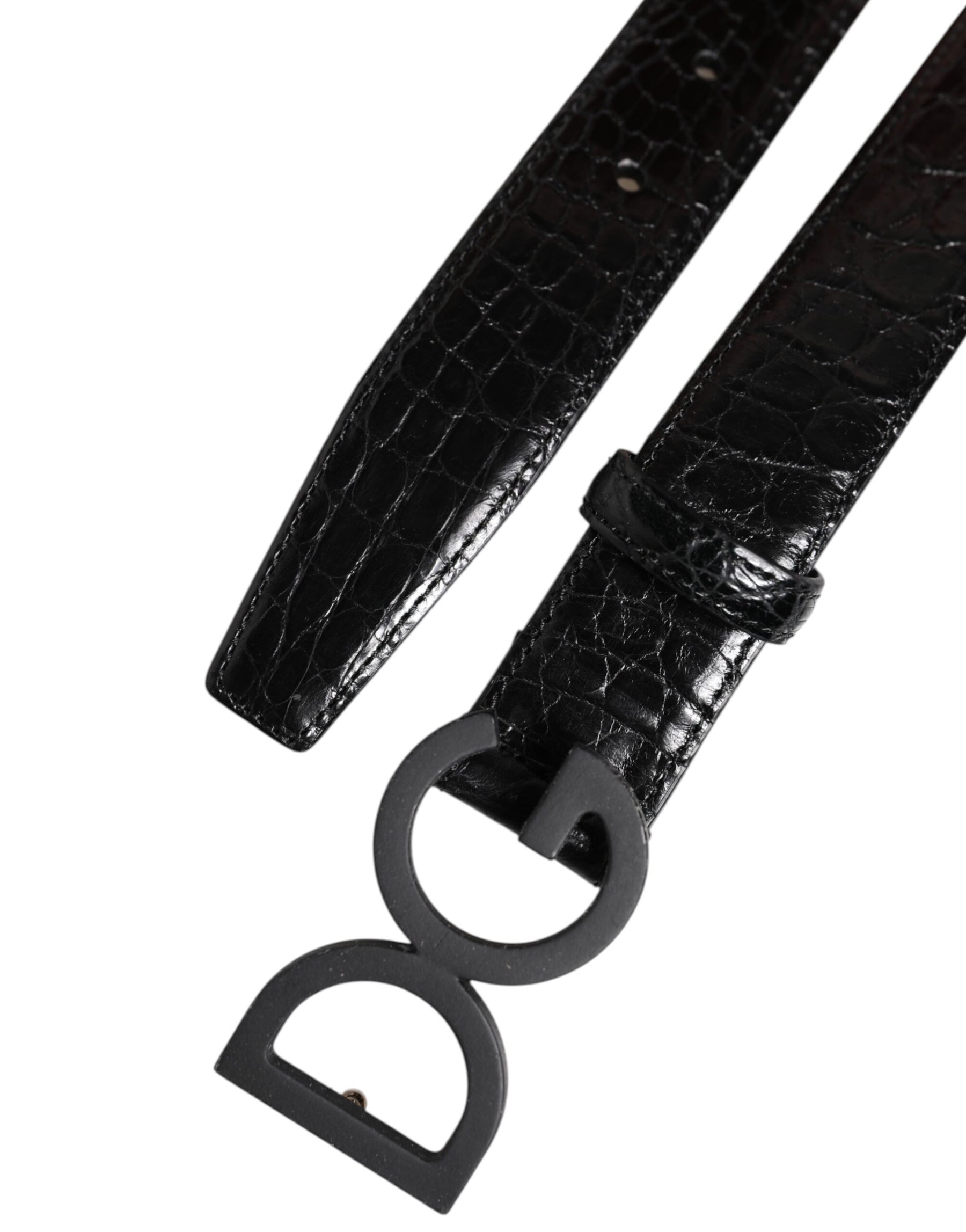 Dolce & Gabbana Black Leather Classic Metal DG Buckle Belt | Regal Royce