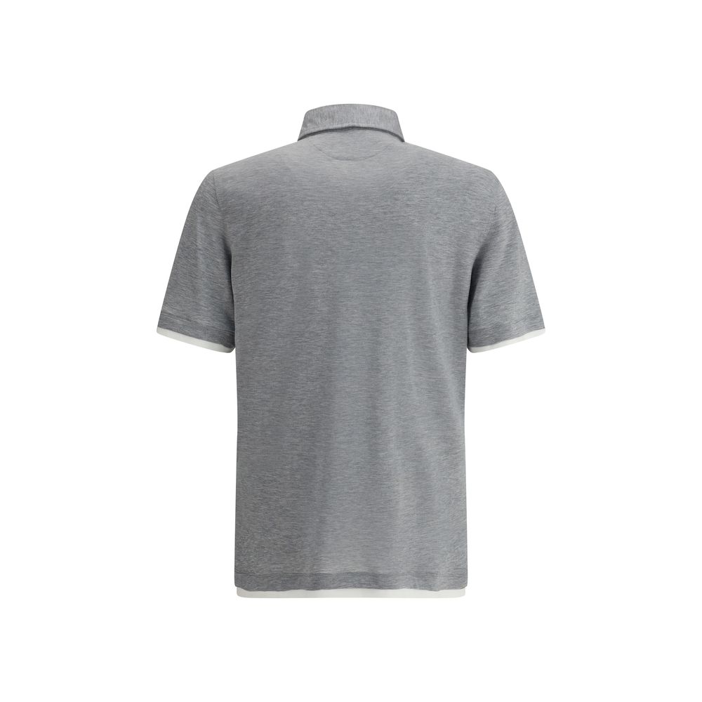Brunello Cucinelli Gray Cotton Polo Shirt | Regal Royce