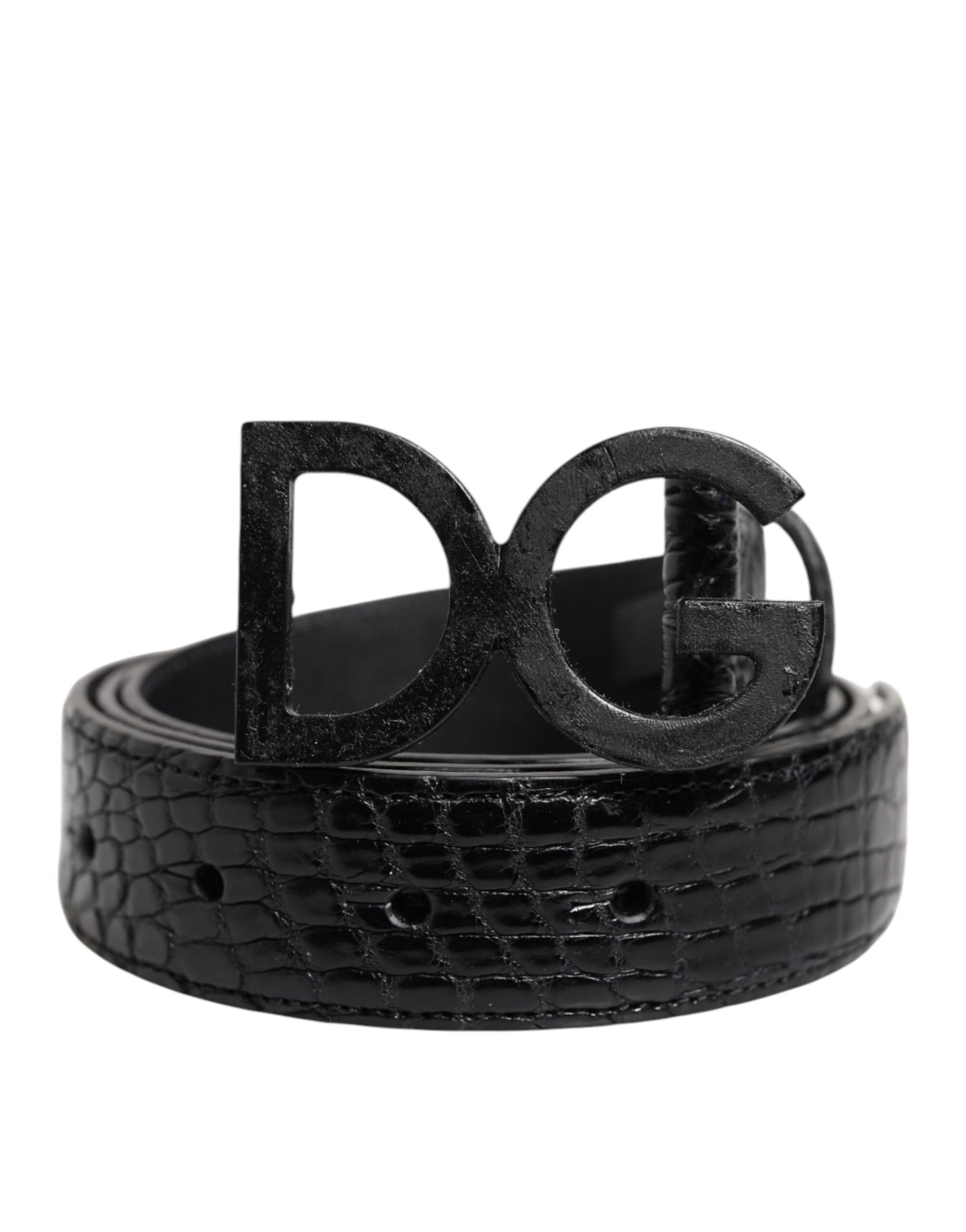 Dolce & Gabbana Black Leather Classic Metal DG Buckle Belt | Regal Royce