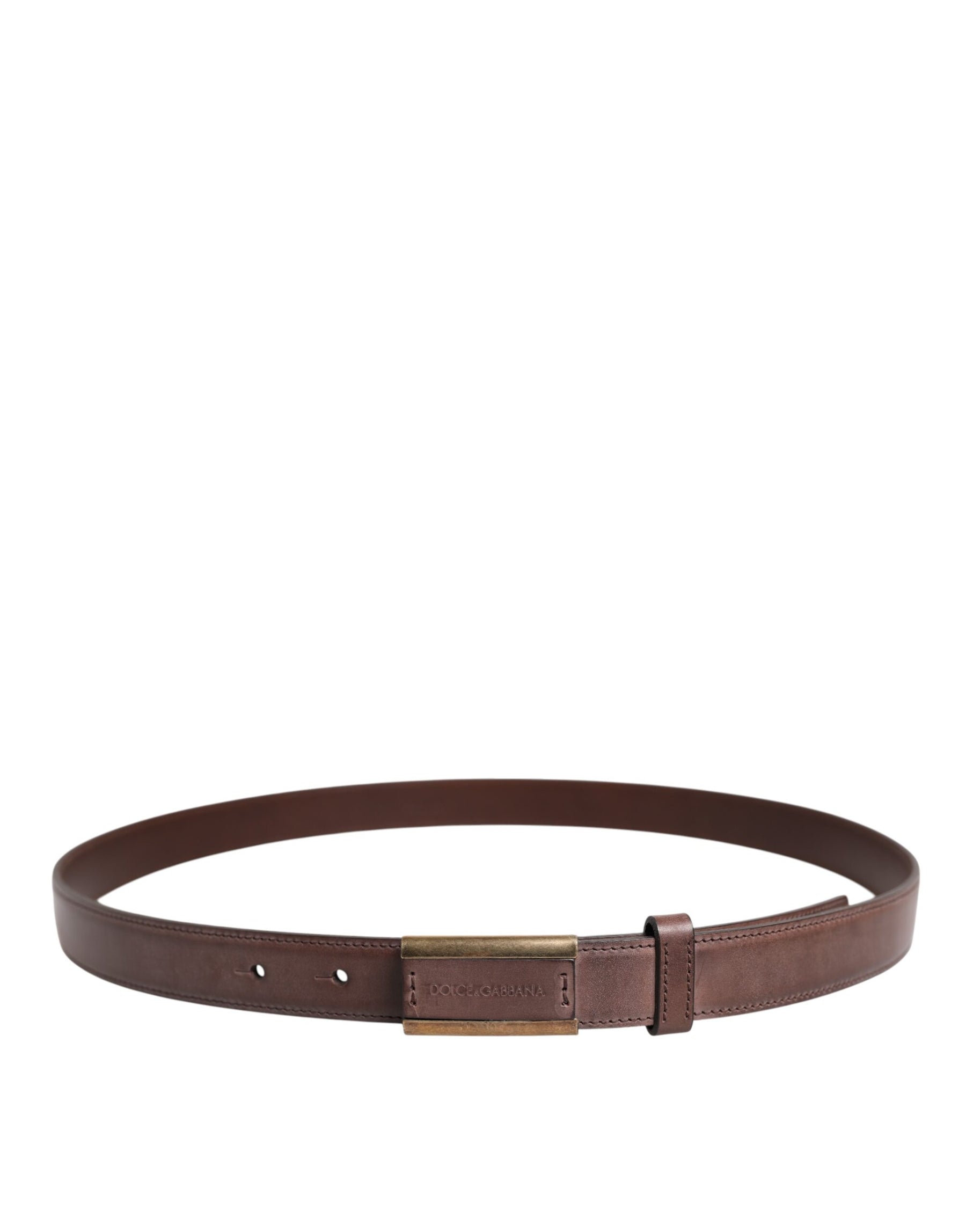 Dolce & Gabbana Brown Calf Leather Antique Buckle Belt | Regal Royce
