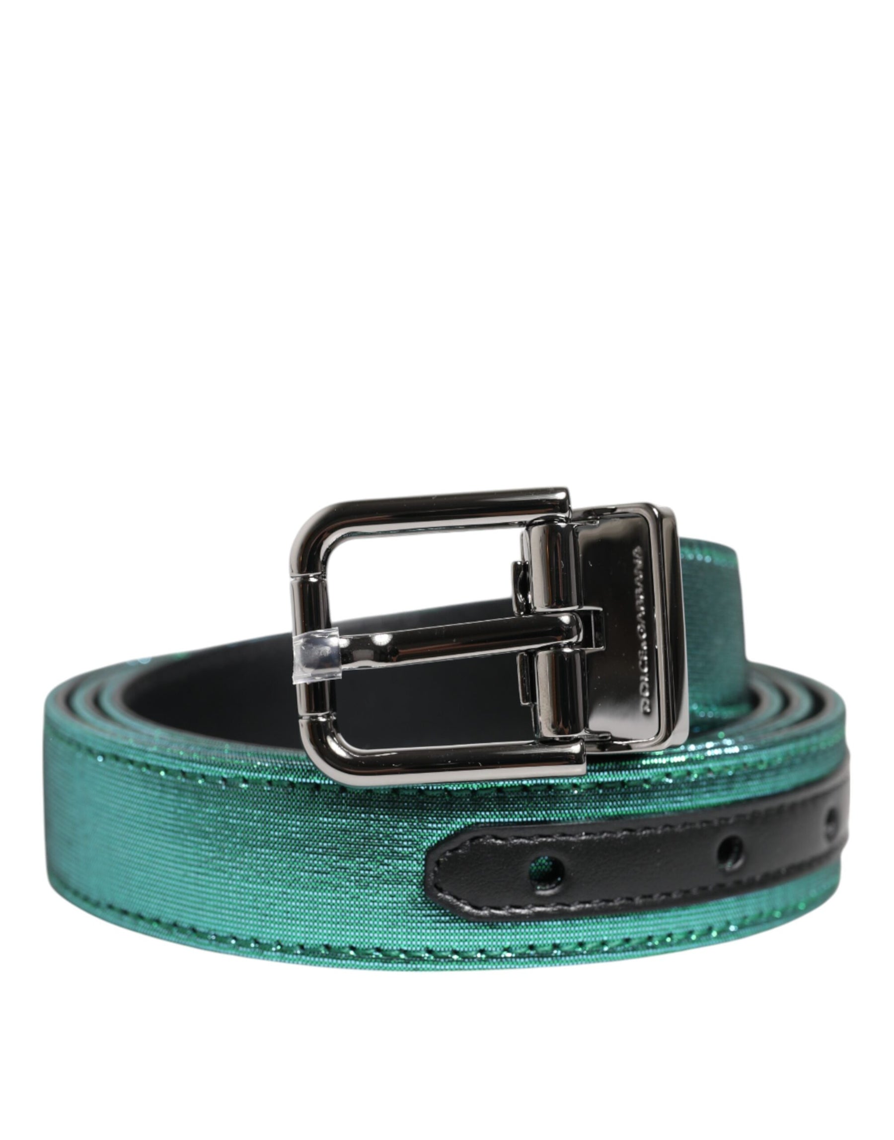 Dolce & Gabbana Green Black Polyester Metal Buckle Belt | Regal Royce