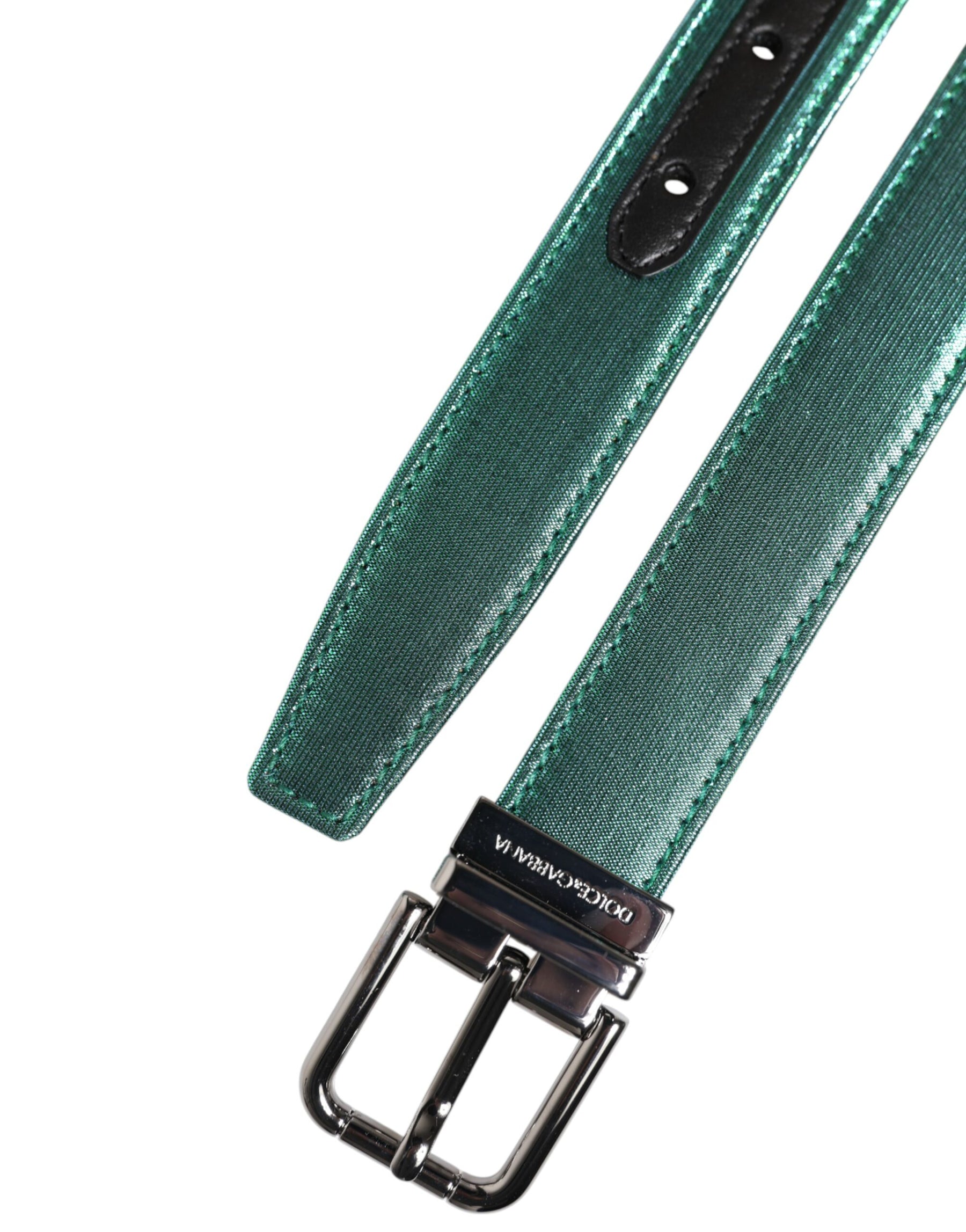 Dolce & Gabbana Green Black Polyester Metal Buckle Belt | Regal Royce