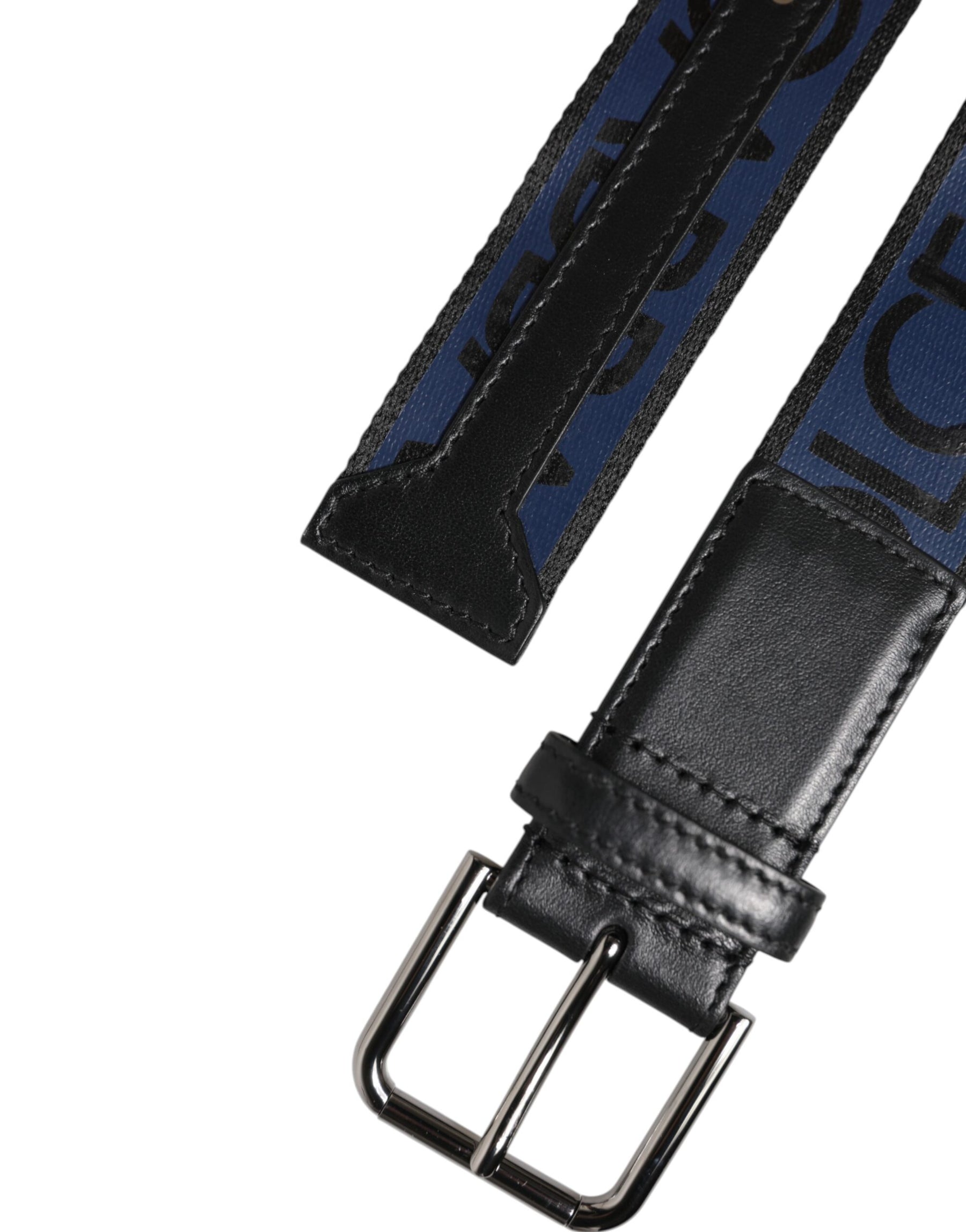 Dolce & Gabbana Blue Black Polyester Metal Buckle Belt | Regal Royce
