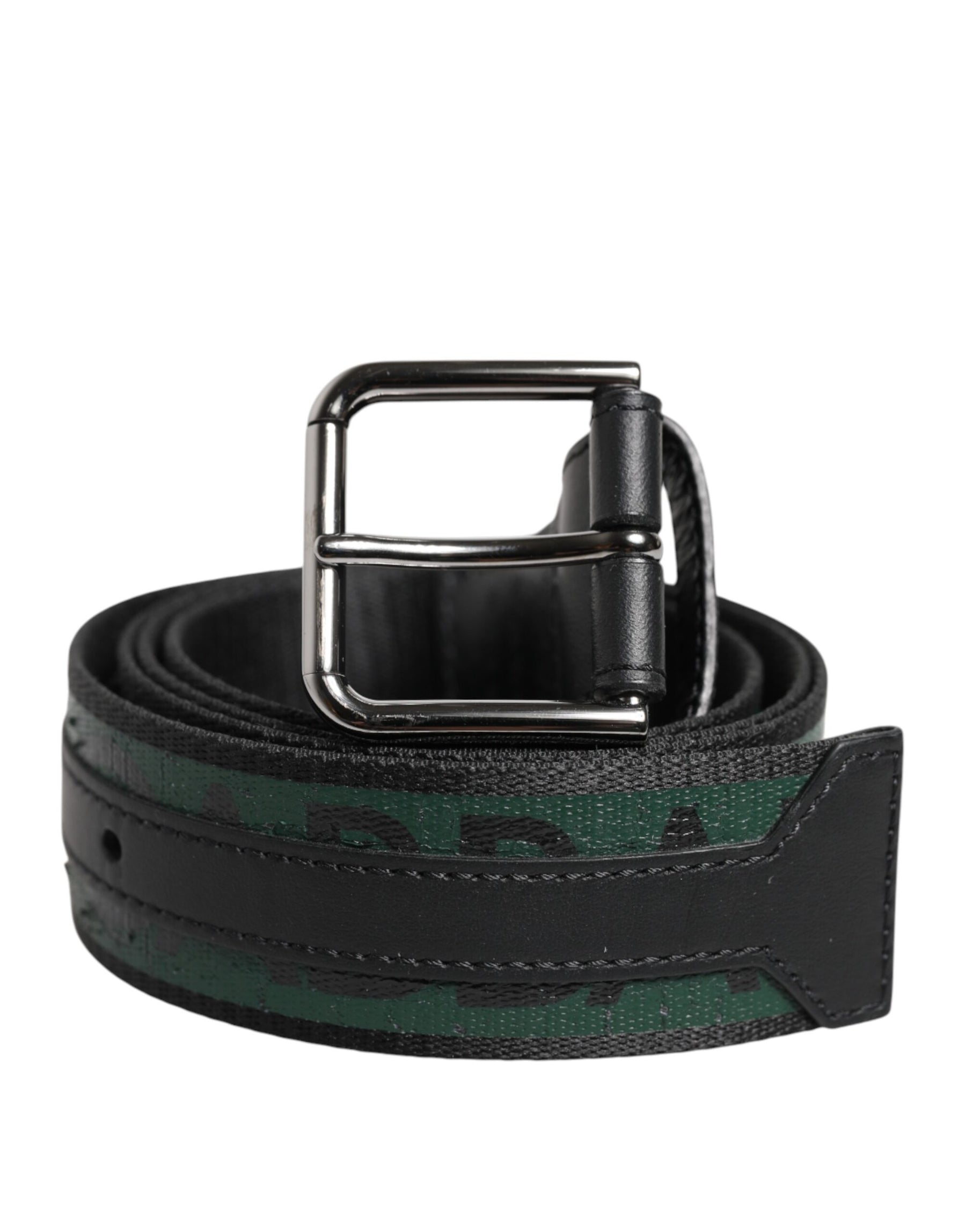 Dolce & Gabbana Green Black Polyester DG Logo Buckle Belt | Regal Royce