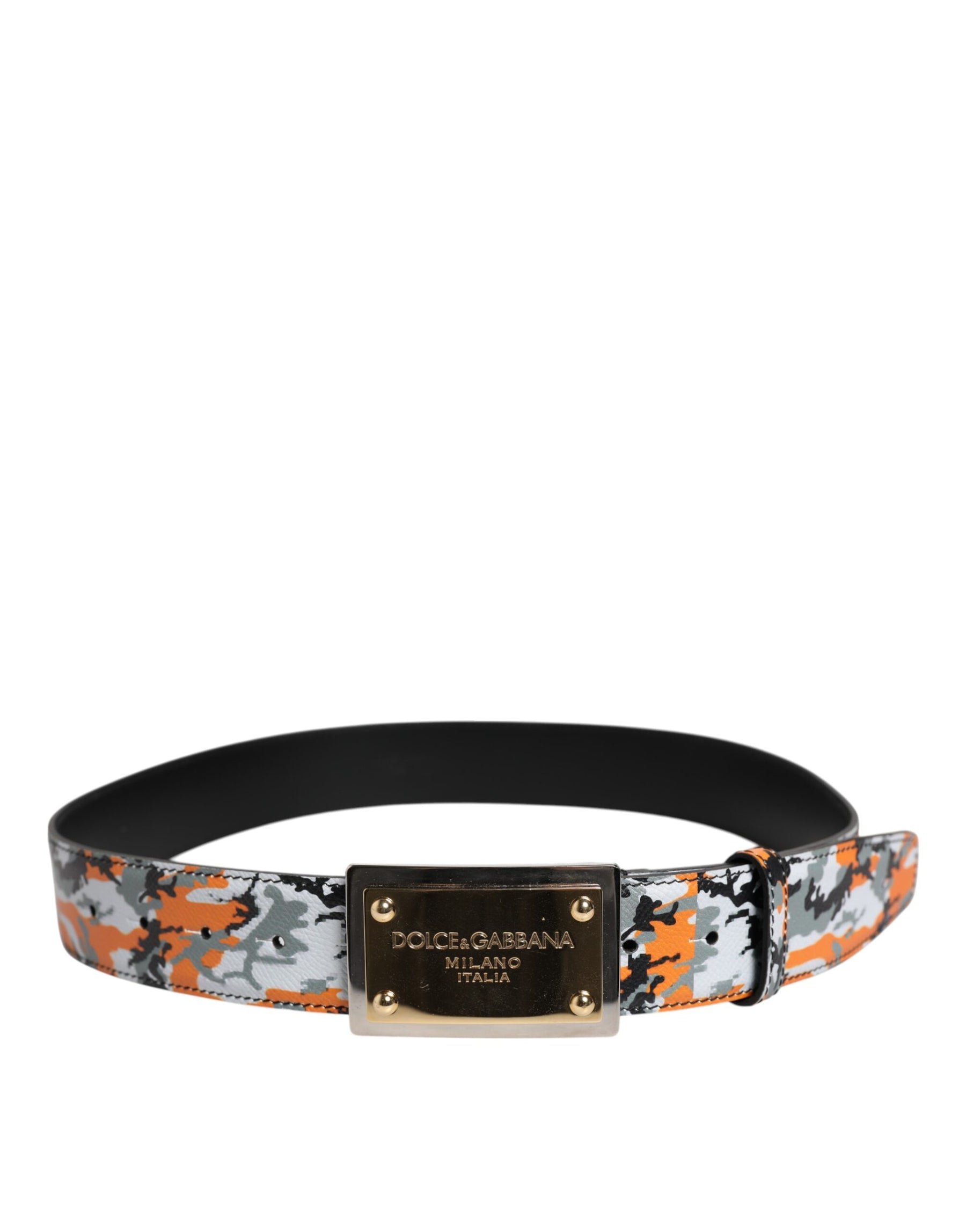 Dolce & Gabbana Multicolor Camouflage Metal Logo Buckle Belt | Regal Royce