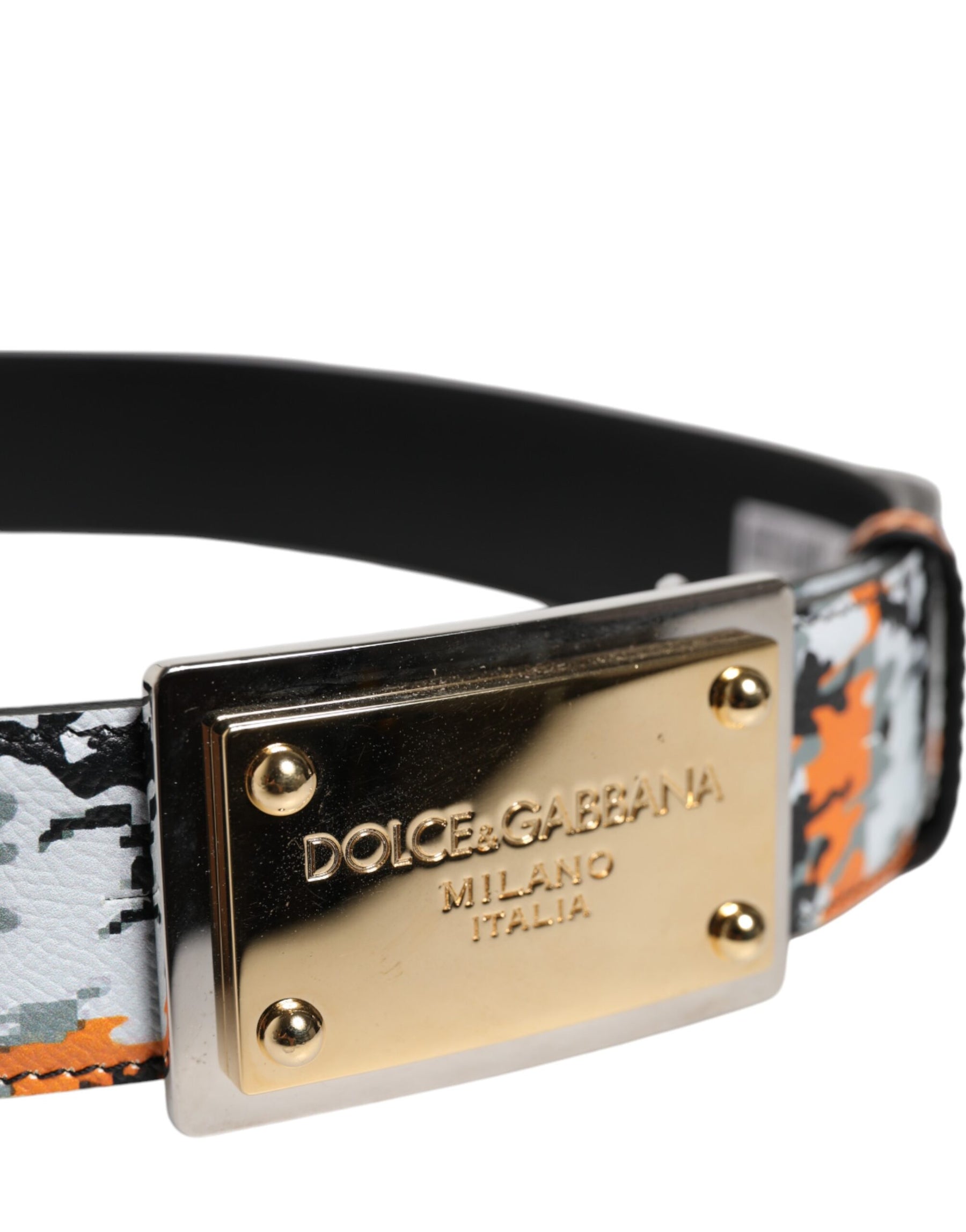 Dolce & Gabbana Multicolor Camouflage Metal Logo Buckle Belt | Regal Royce