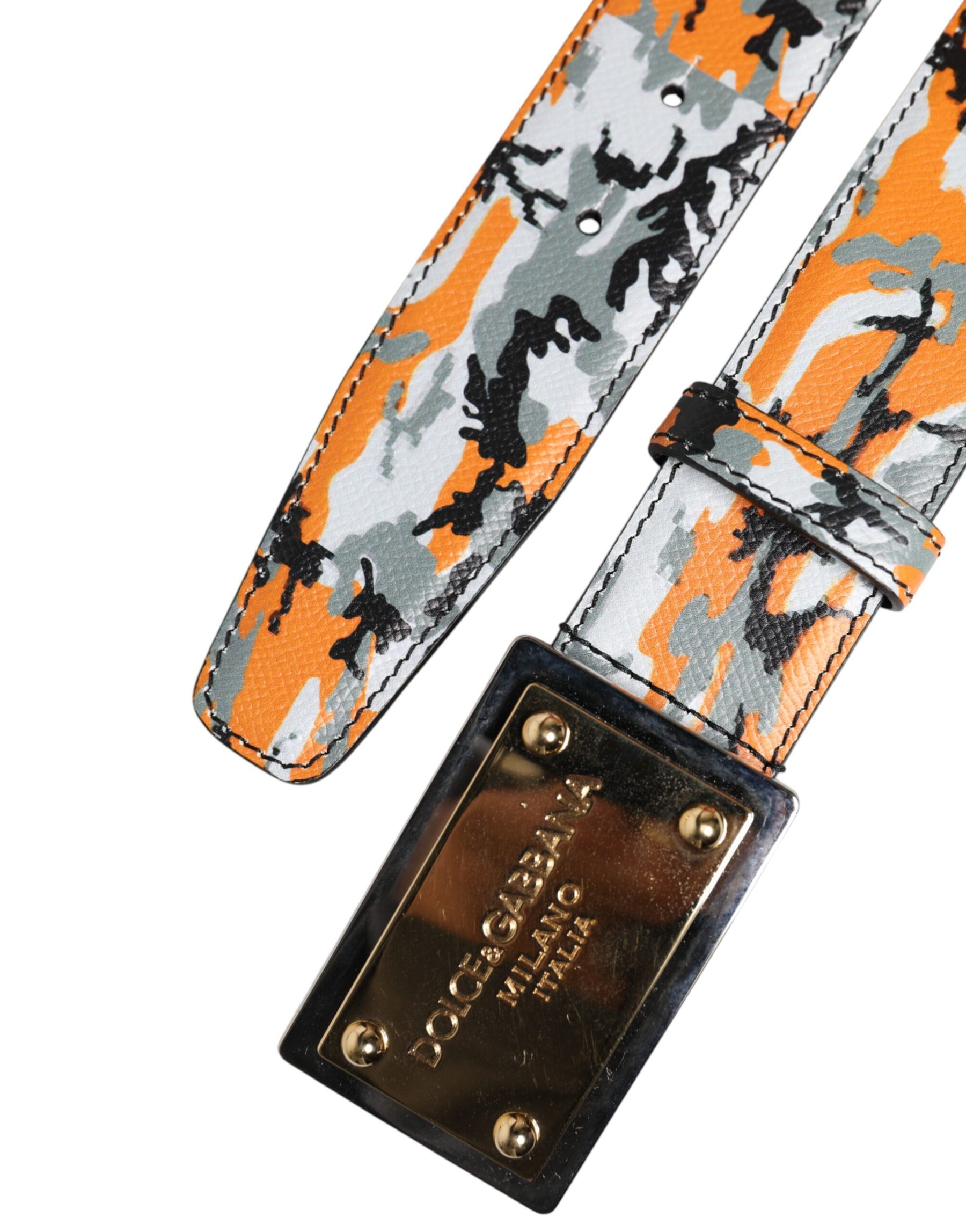 Dolce & Gabbana Multicolor Camouflage Metal Logo Buckle Belt | Regal Royce