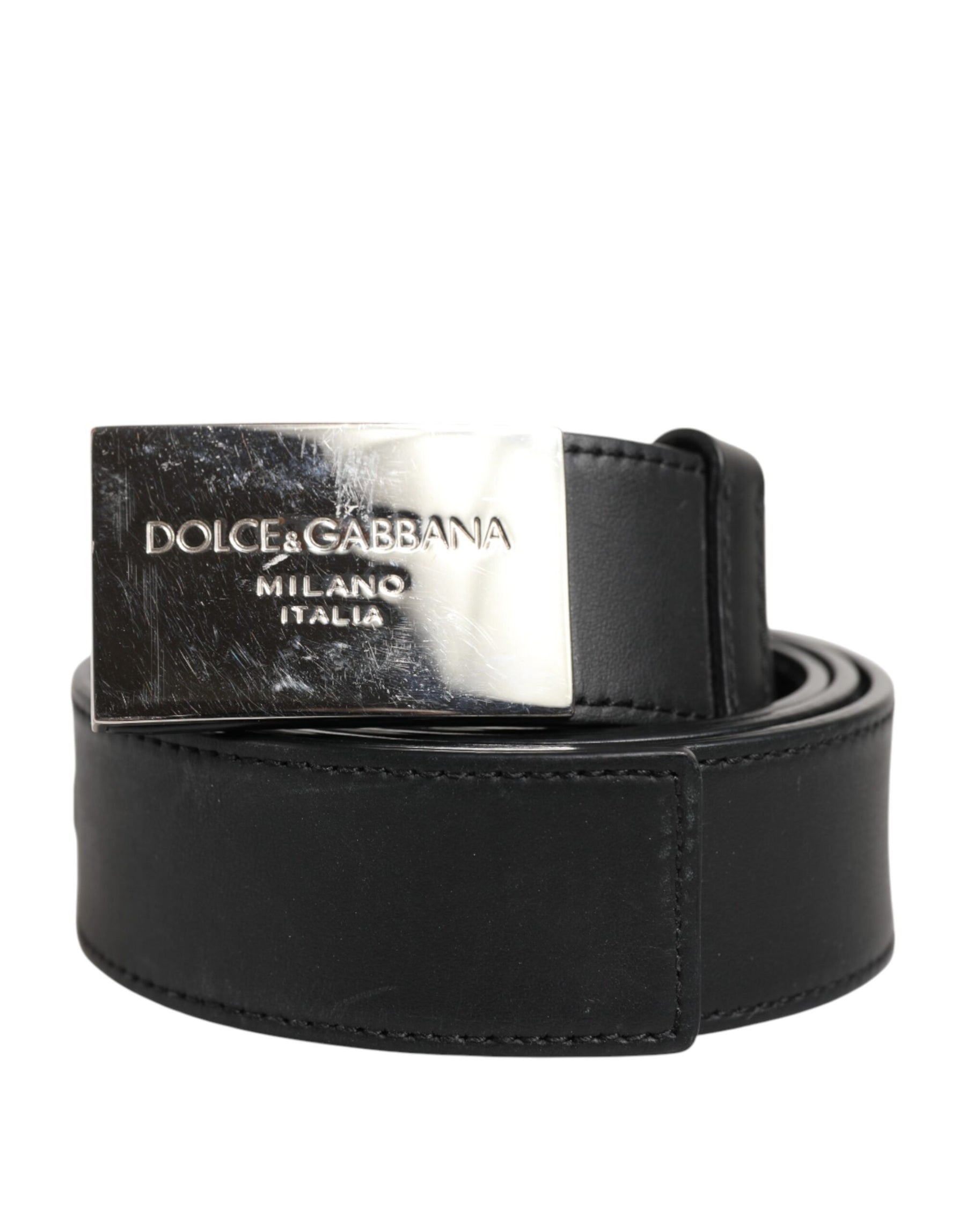 Dolce & Gabbana Black Leather Classic Metal Logo Buckle Belt | Regal Royce
