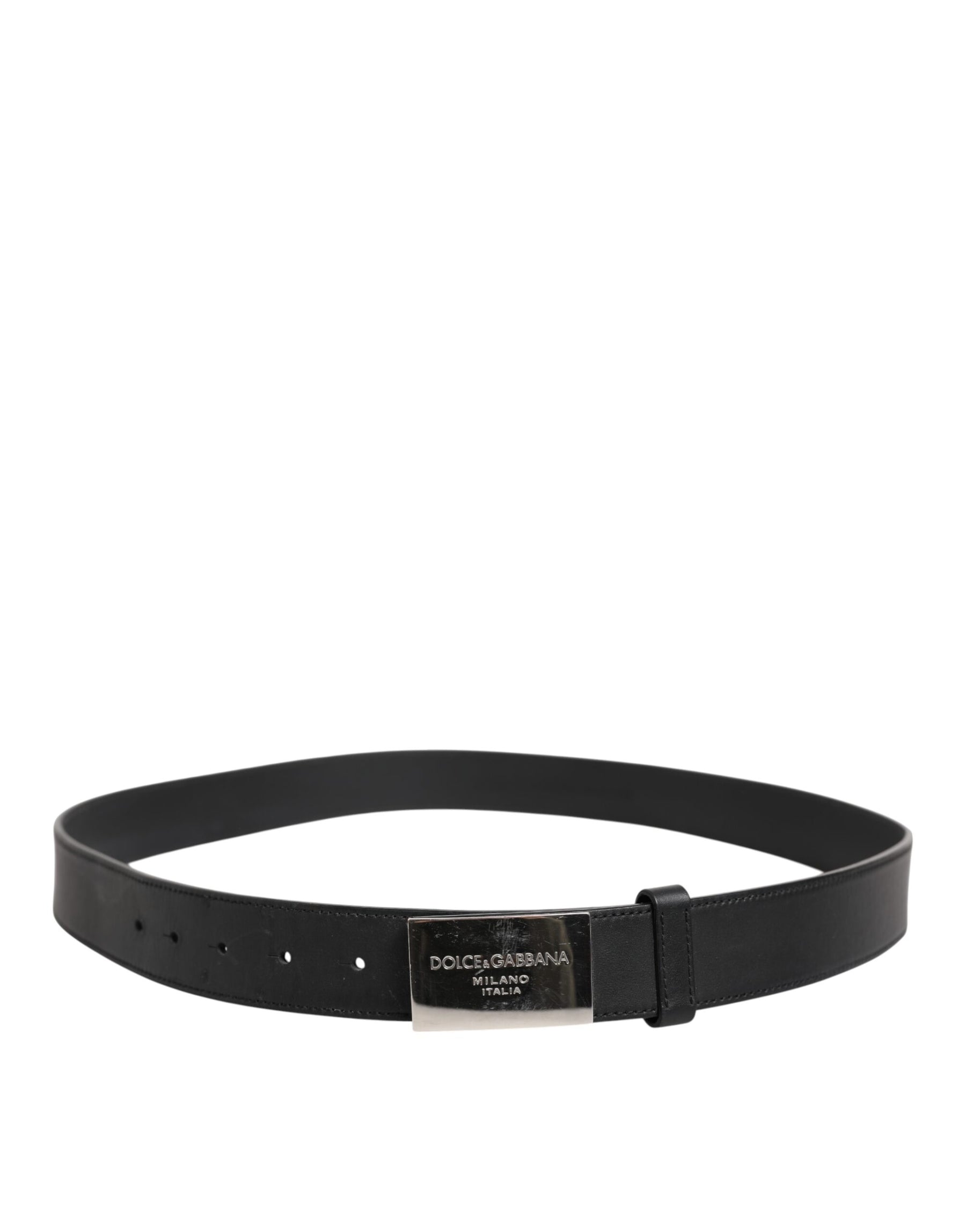 Dolce & Gabbana Black Leather Classic Metal Logo Buckle Belt | Regal Royce