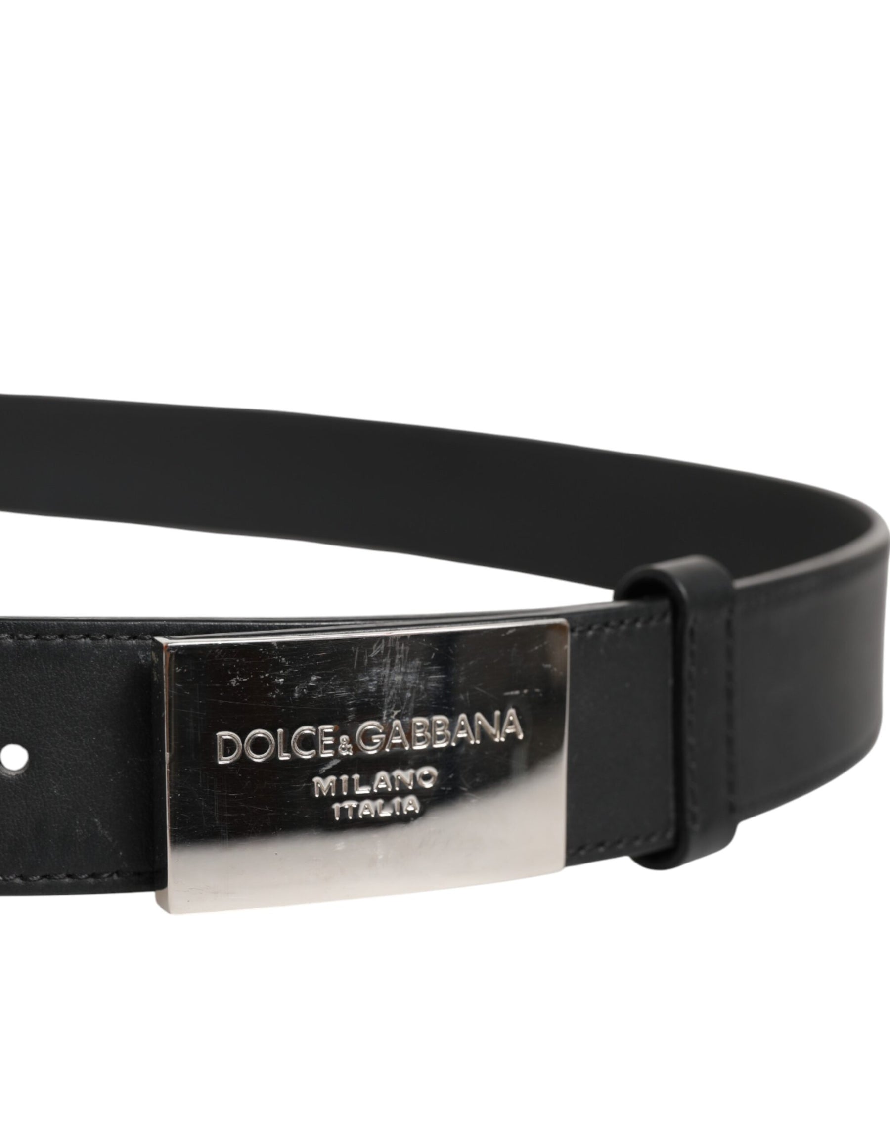 Dolce & Gabbana Black Leather Classic Metal Logo Buckle Belt | Regal Royce