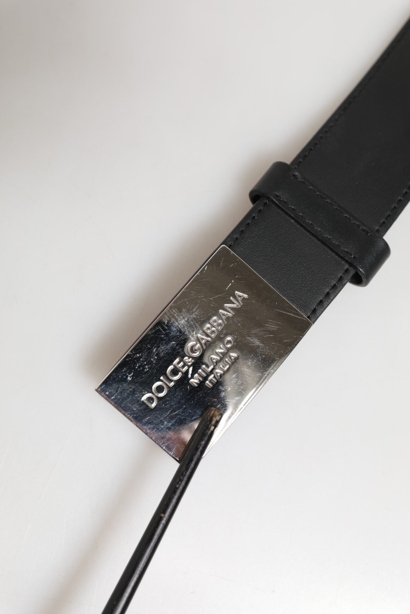 Dolce & Gabbana Black Leather Classic Metal Logo Buckle Belt | Regal Royce